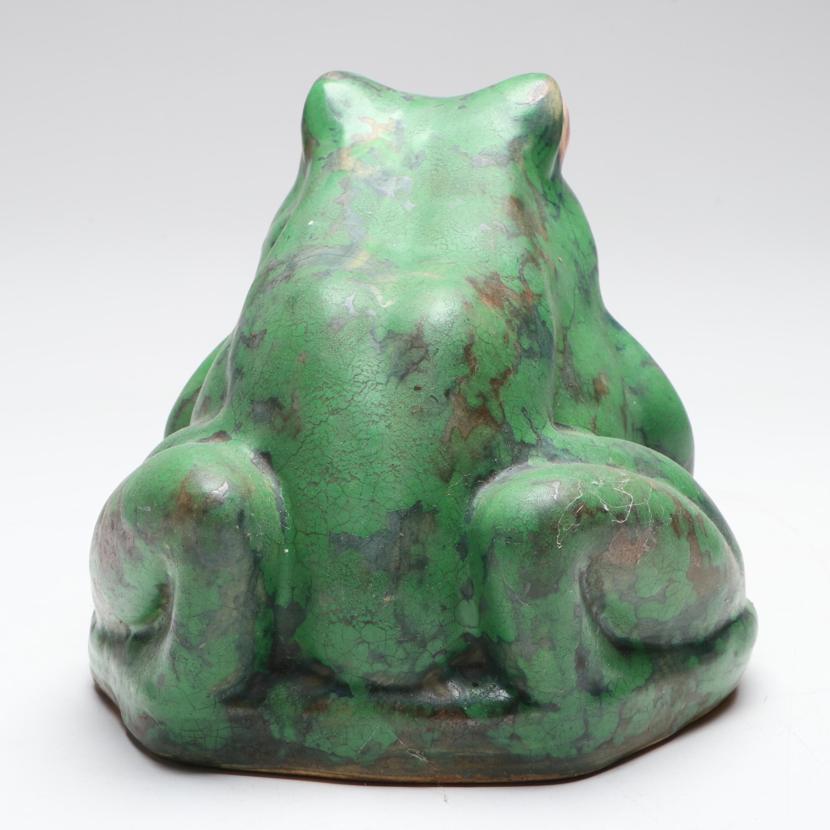 Rudolph Lorber for Weller Pottery Coppertone Garden Frog Figurine, 1920s–1930s
