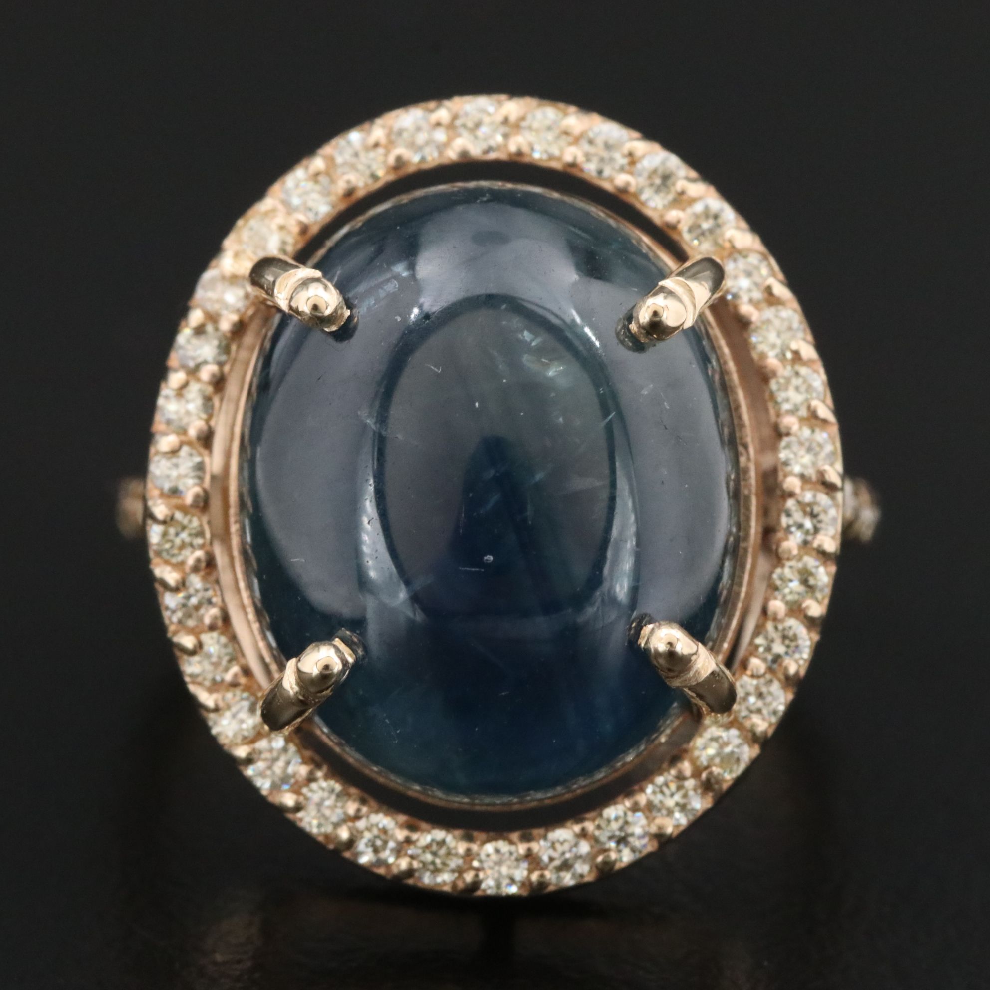 14K 16.40 CT Sapphire and Diamond Ring with GIA Report