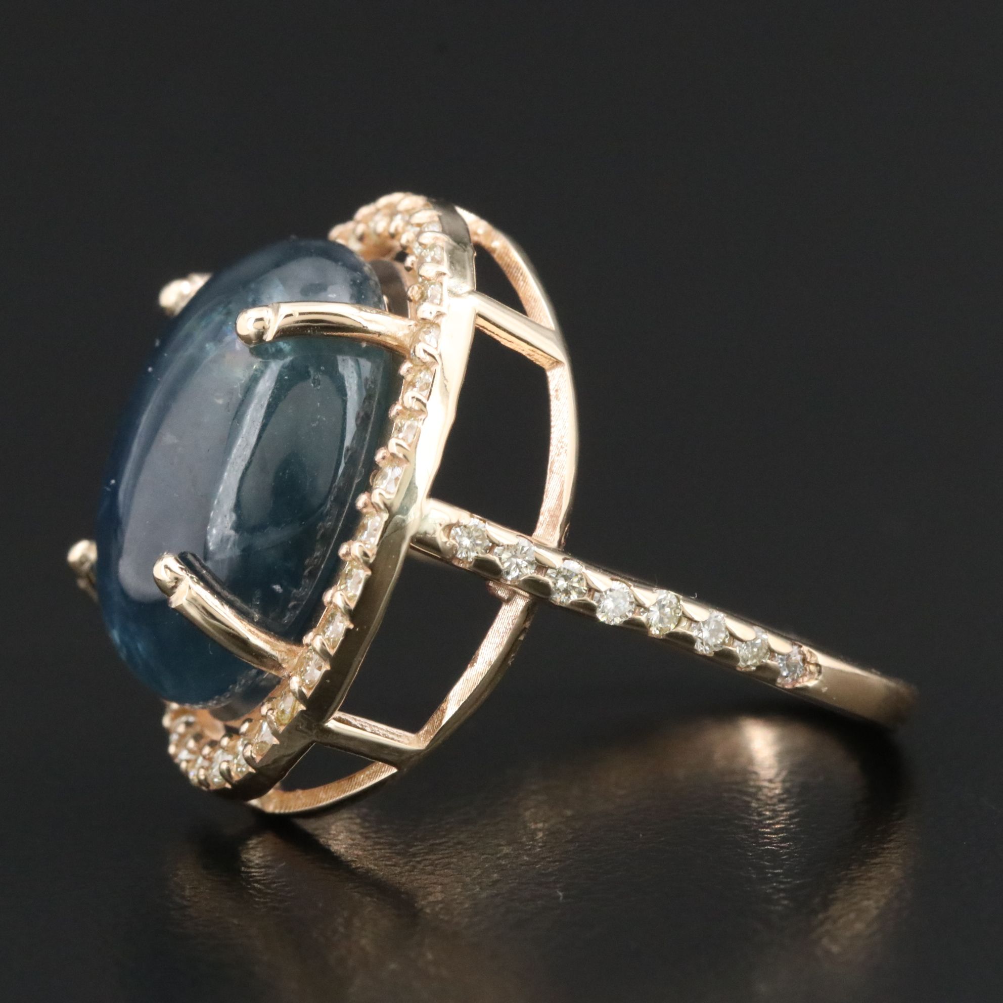 14K 16.40 CT Sapphire and Diamond Ring with GIA Report