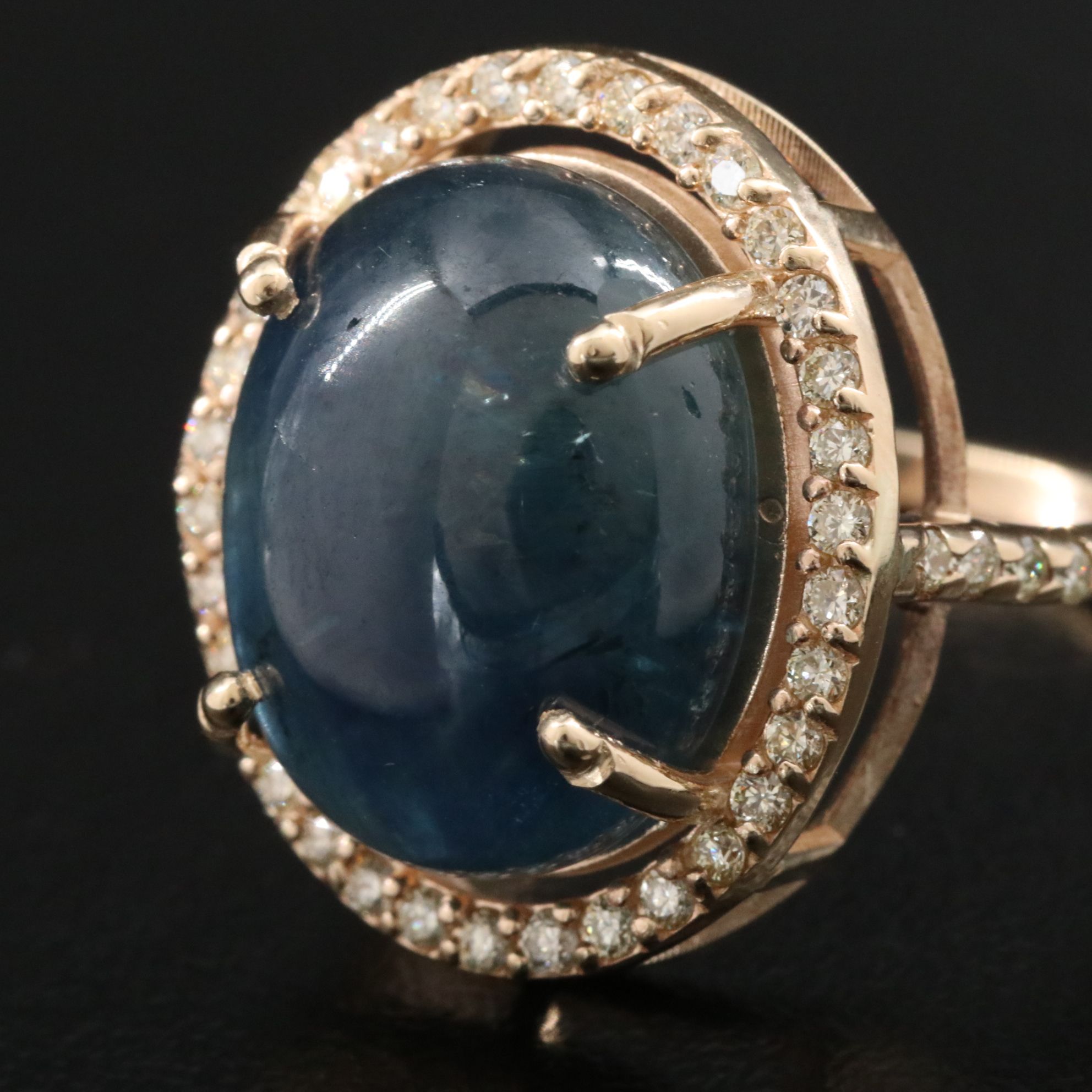 14K 16.40 CT Sapphire and Diamond Ring with GIA Report