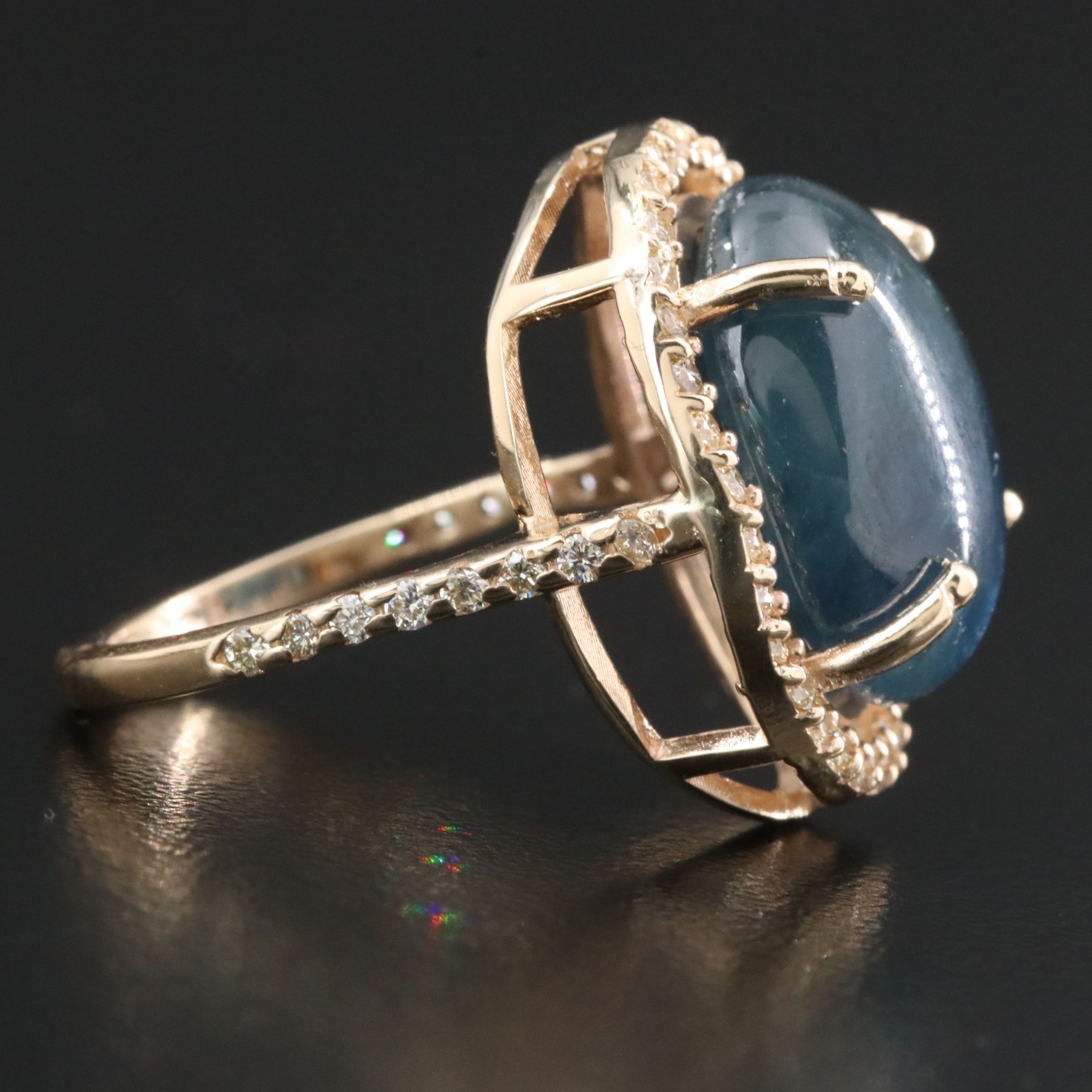 14K 16.40 CT Sapphire and Diamond Ring with GIA Report