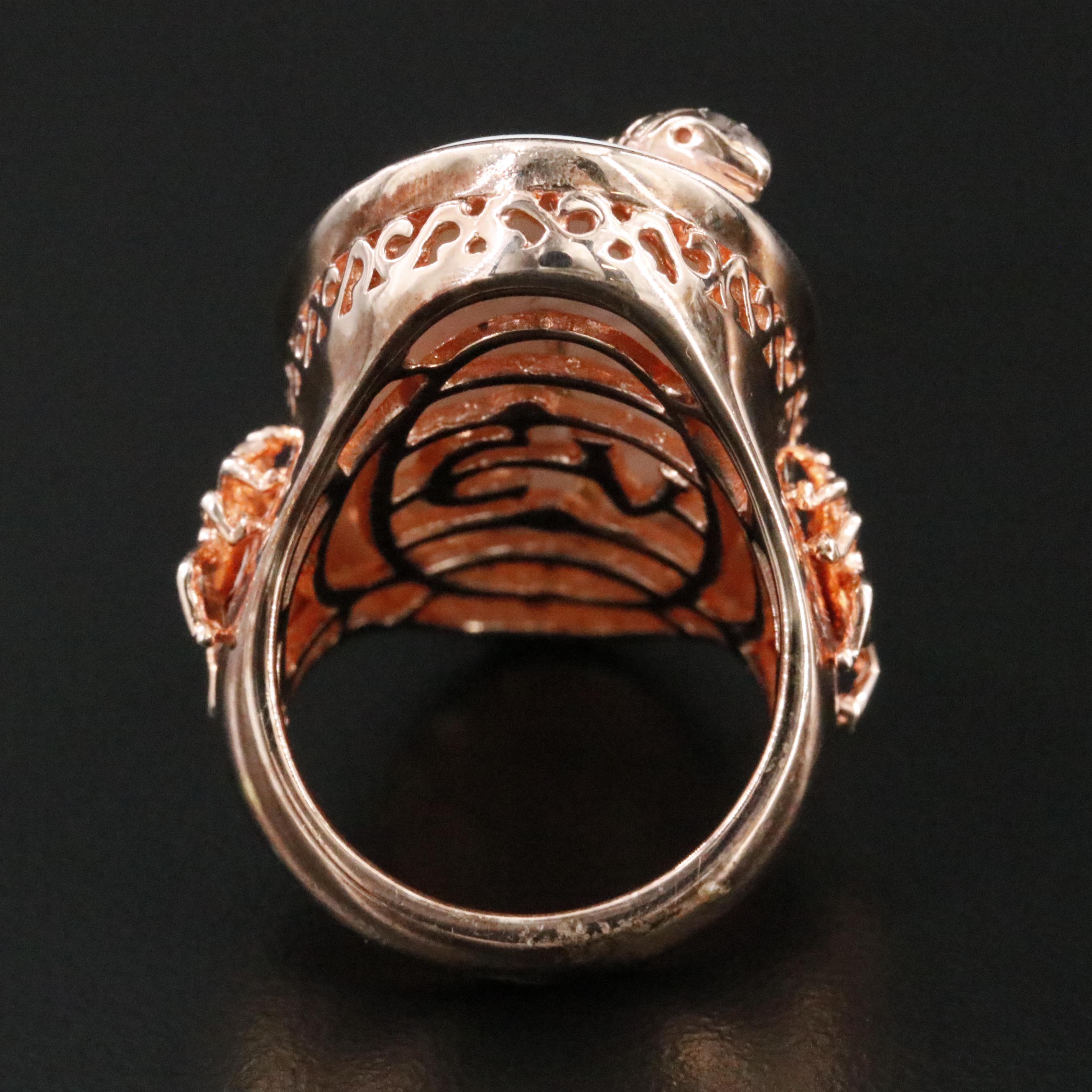 Sterling White Onyx and Tsavorite Lizard and Spider Ring