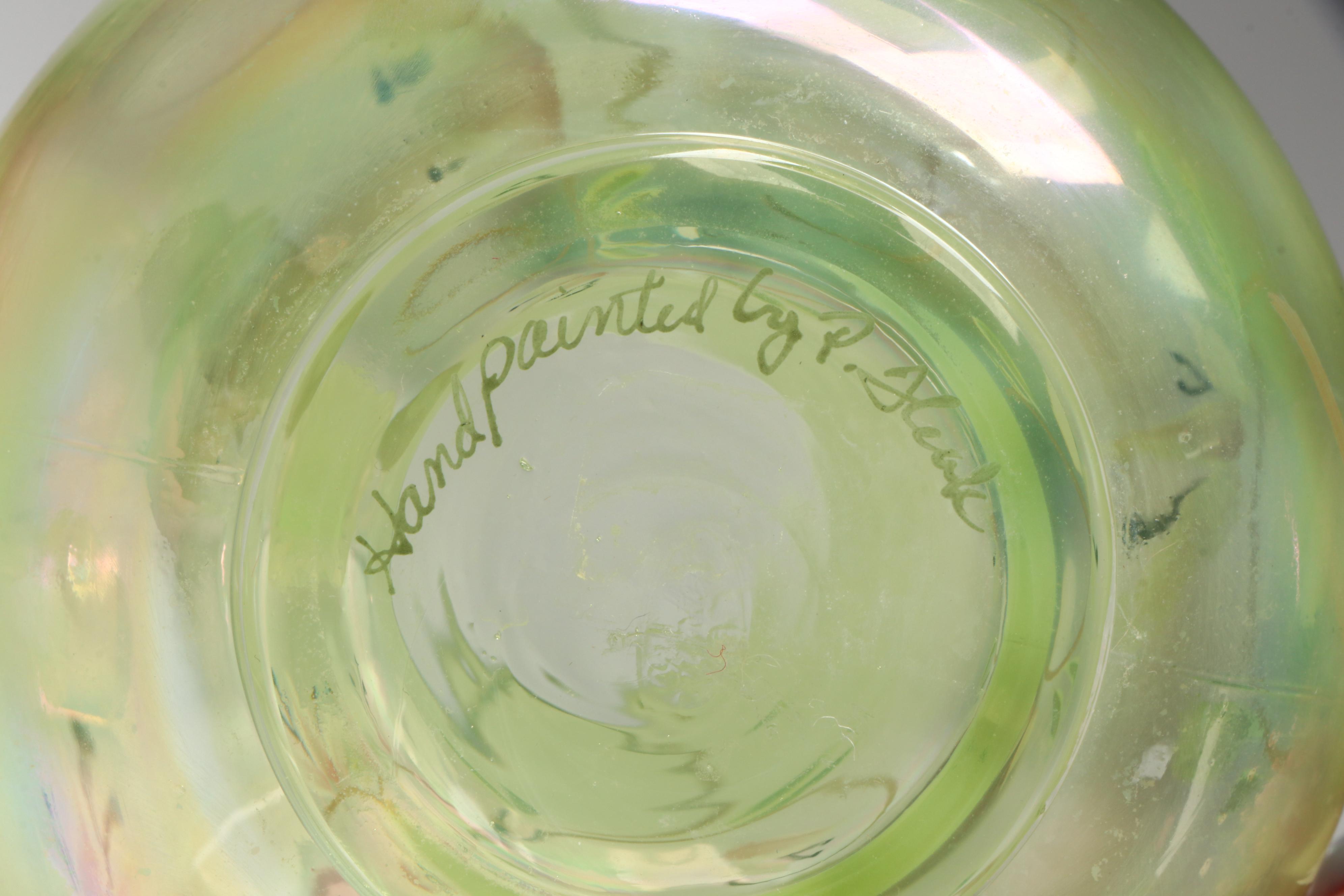 Fenton "Lily Trail" Topaz Uranium Glass with Other Victorian Style Cruets