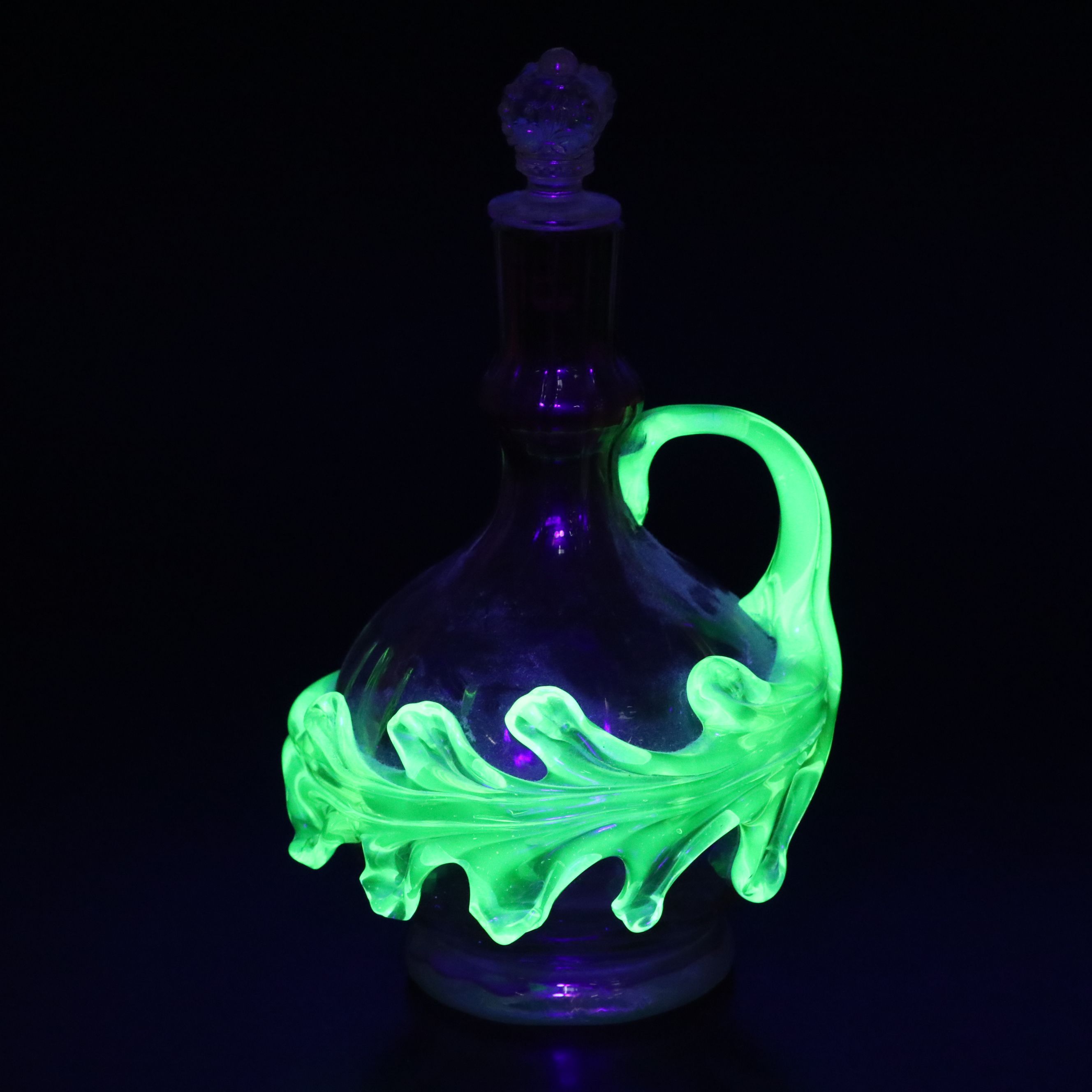 Fenton "Lily Trail" Topaz Uranium Glass with Other Victorian Style Cruets