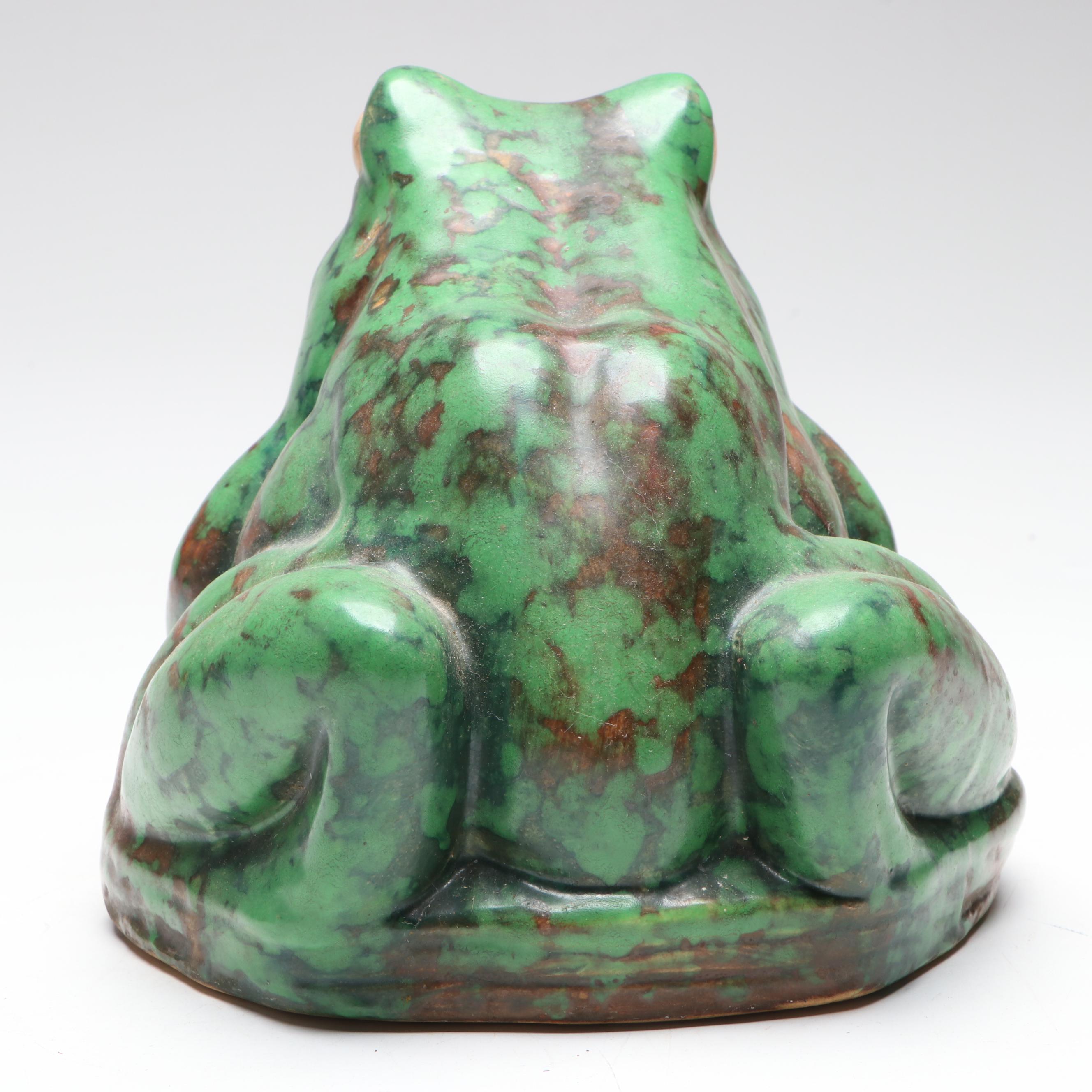 Rudolph Lorber for Weller Pottery Coppertone Frog Figurine, Early 20th Century