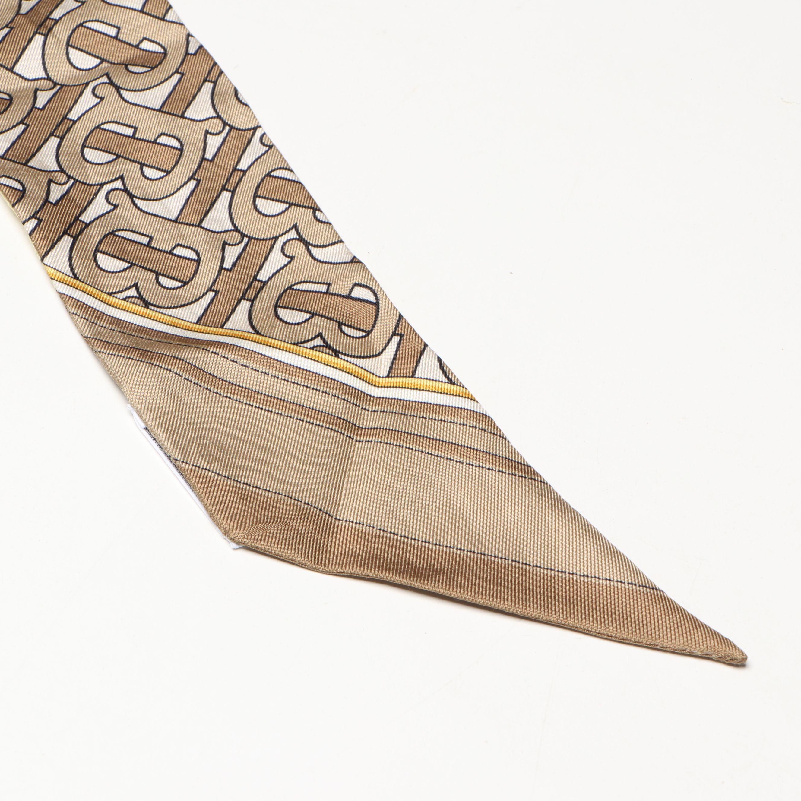 Burberry TB Logo Silk Twill Skinny Scarf