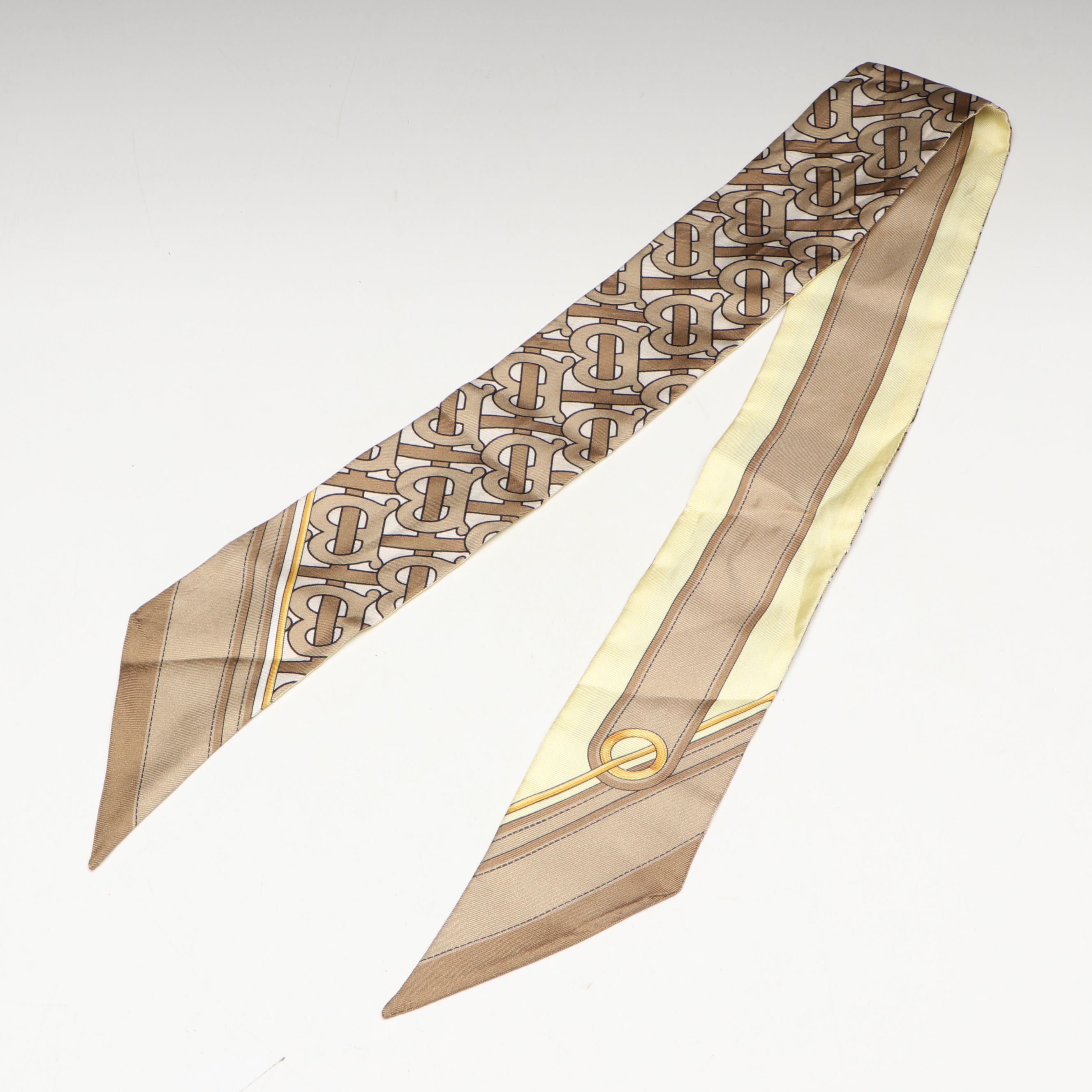 Burberry TB Logo Silk Twill Skinny Scarf