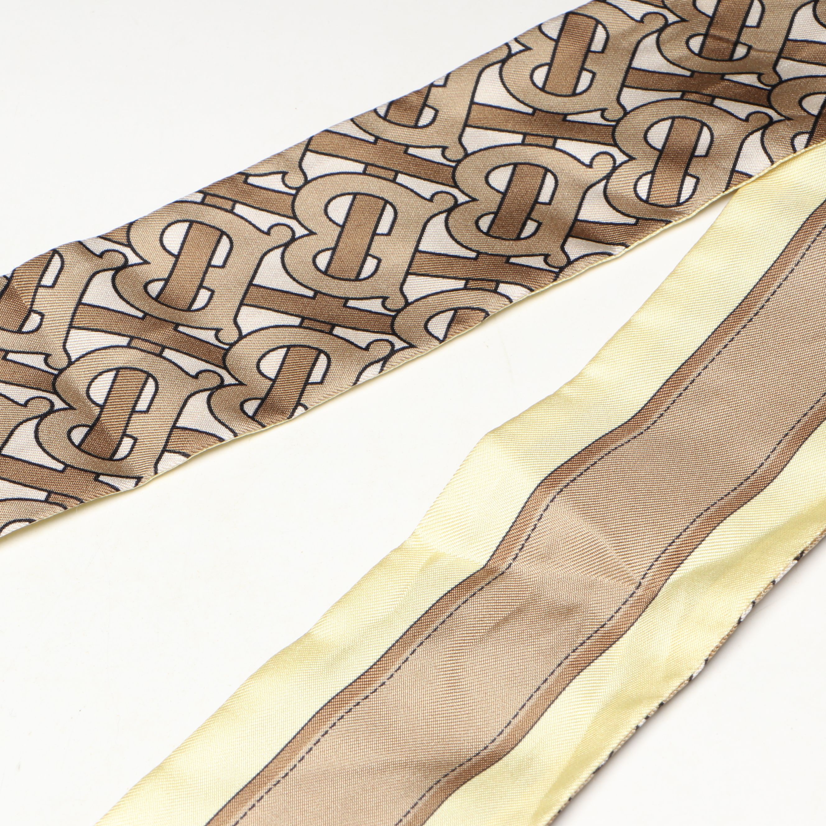 Burberry TB Logo Silk Twill Skinny Scarf
