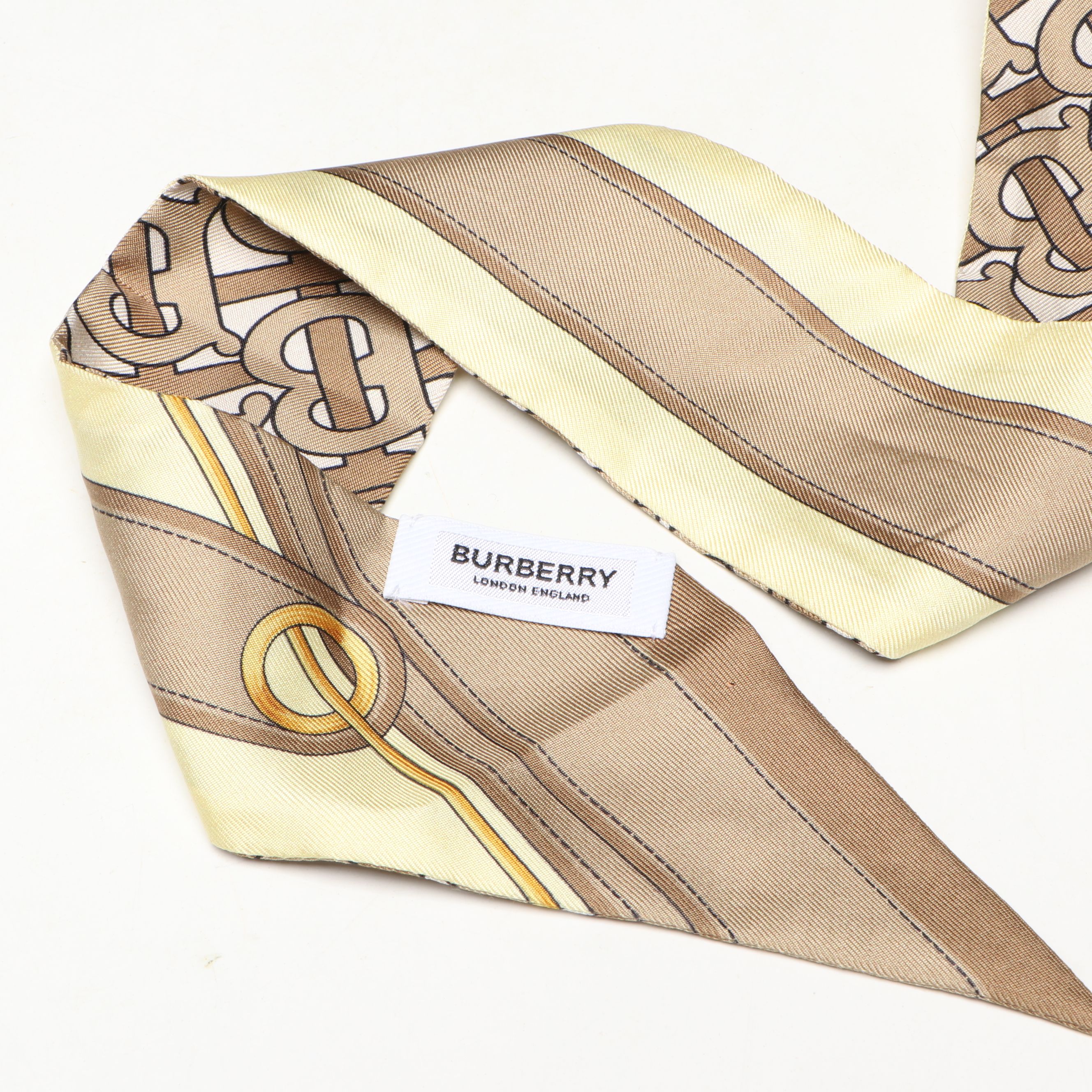 Burberry TB Logo Silk Twill Skinny Scarf