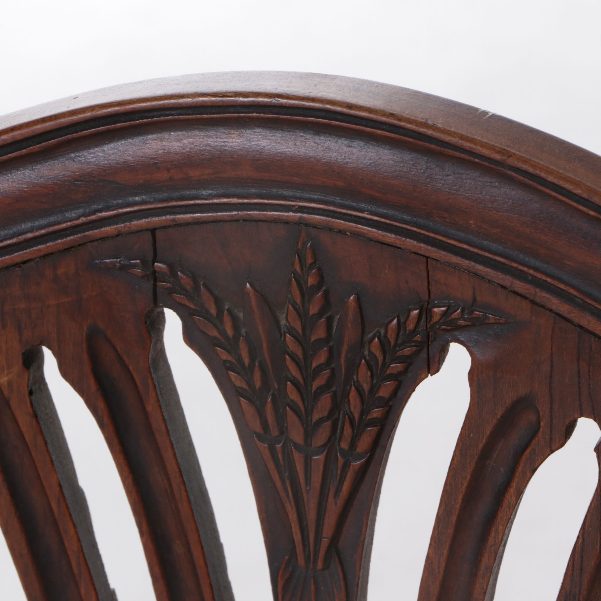 Hepplewhite Style Mahogany Three Wheat Sheaf Seatback Settee, 19th Century