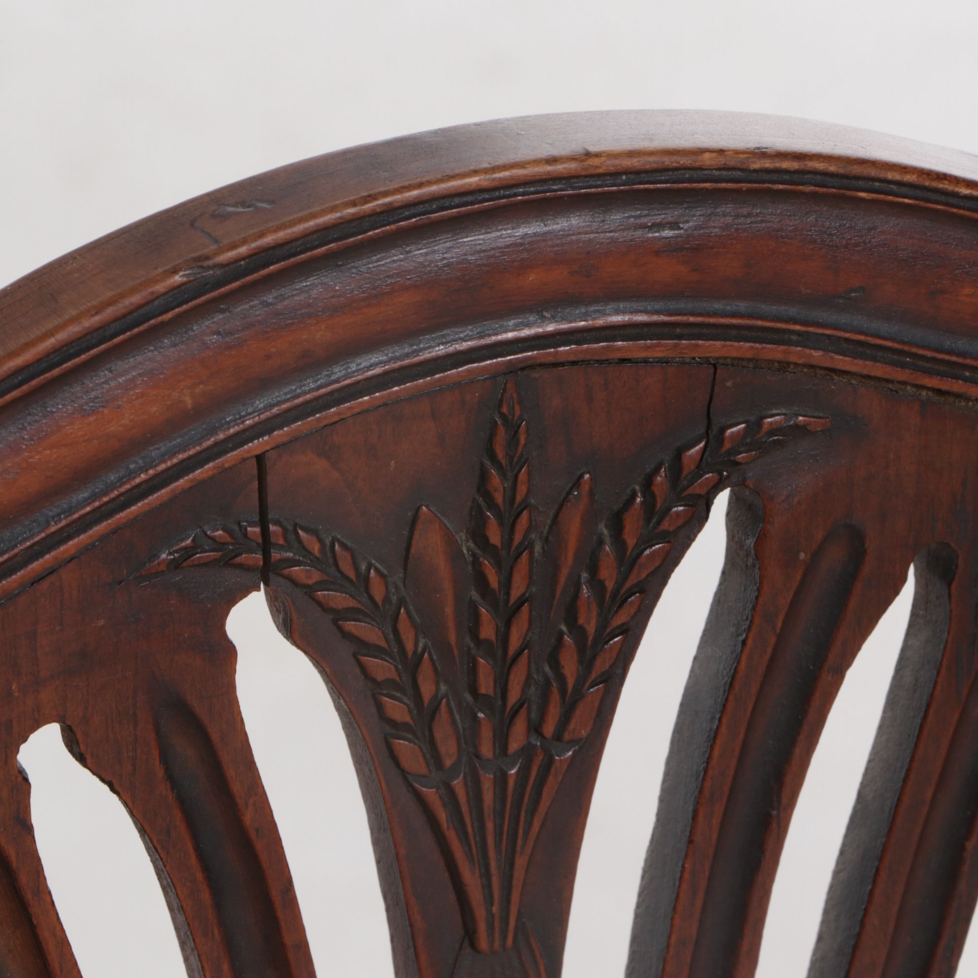 Hepplewhite Style Mahogany Three Wheat Sheaf Seatback Settee, 19th Century