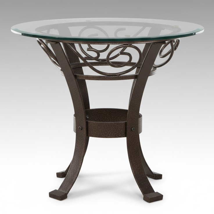 Wrought Iron End Table with Beveled Glass Top