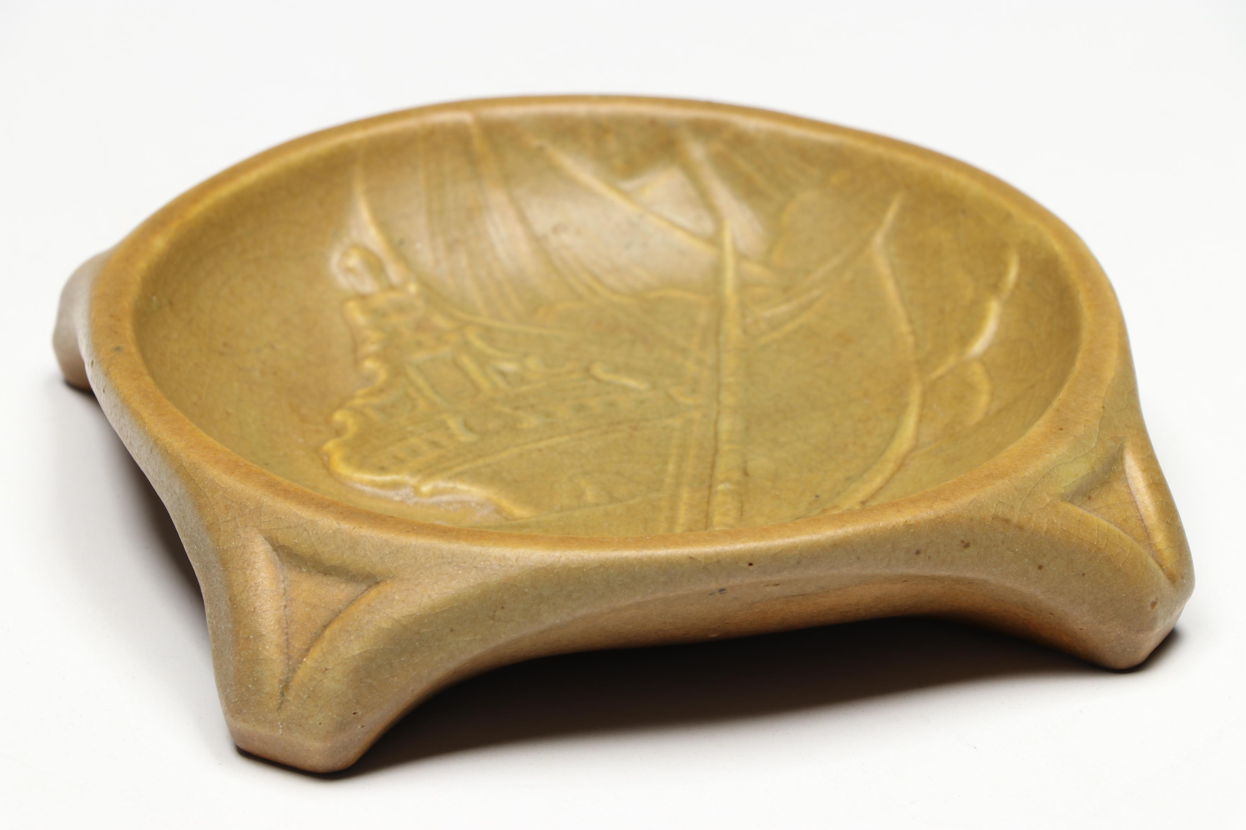 William P. McDonald for Rookwood Pottery Ship Ashtray with Ship Paperweight