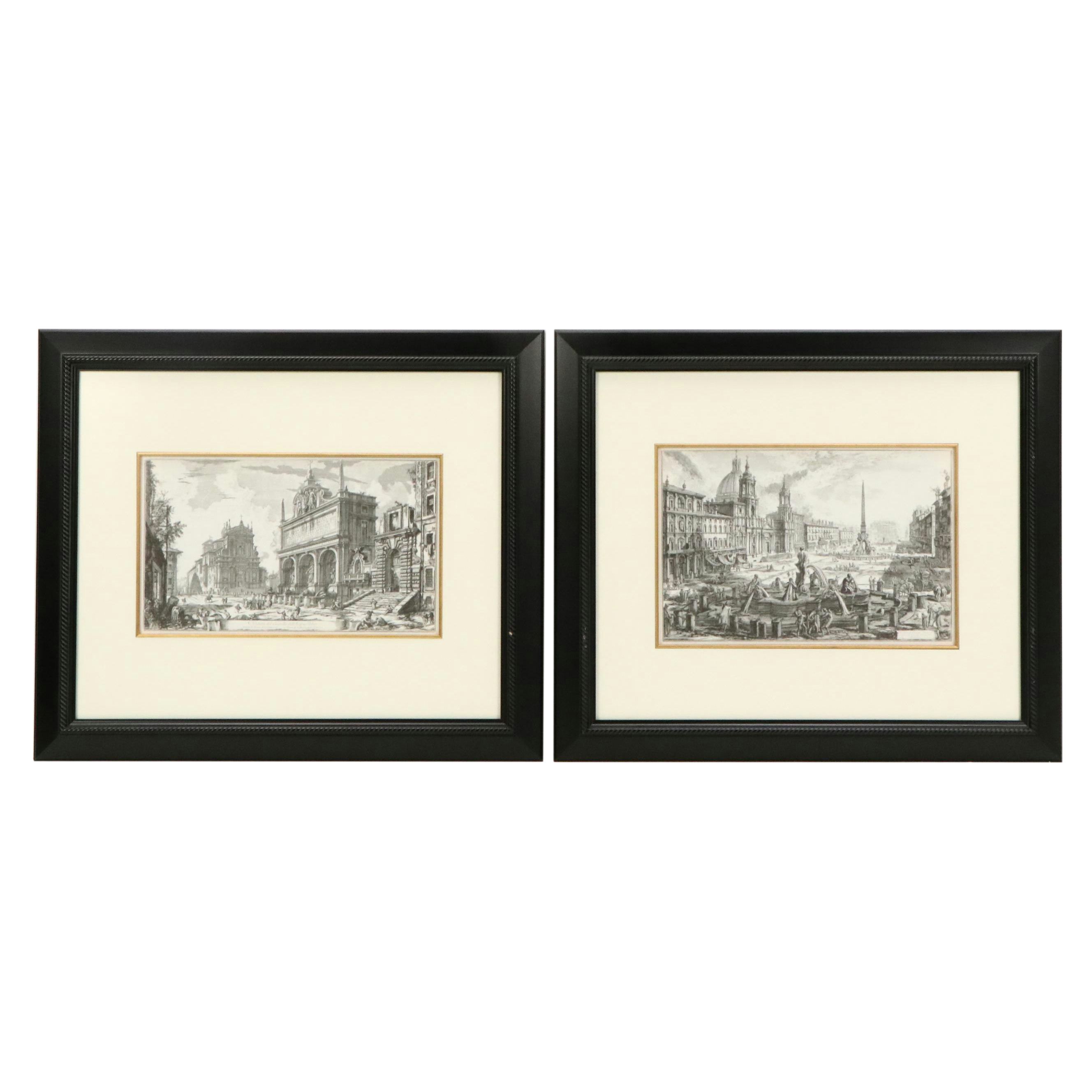 Engravings After Giovanni Piranesi of Historic Italian Landmarks