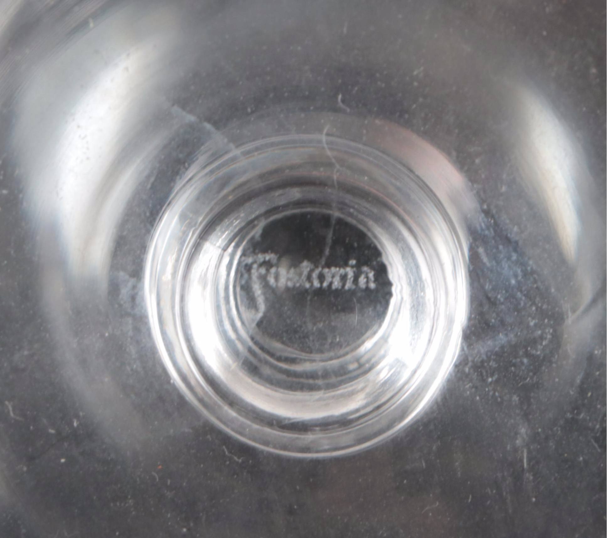 Etched Glass Water and Wine Glasses with Glass Divided Plate