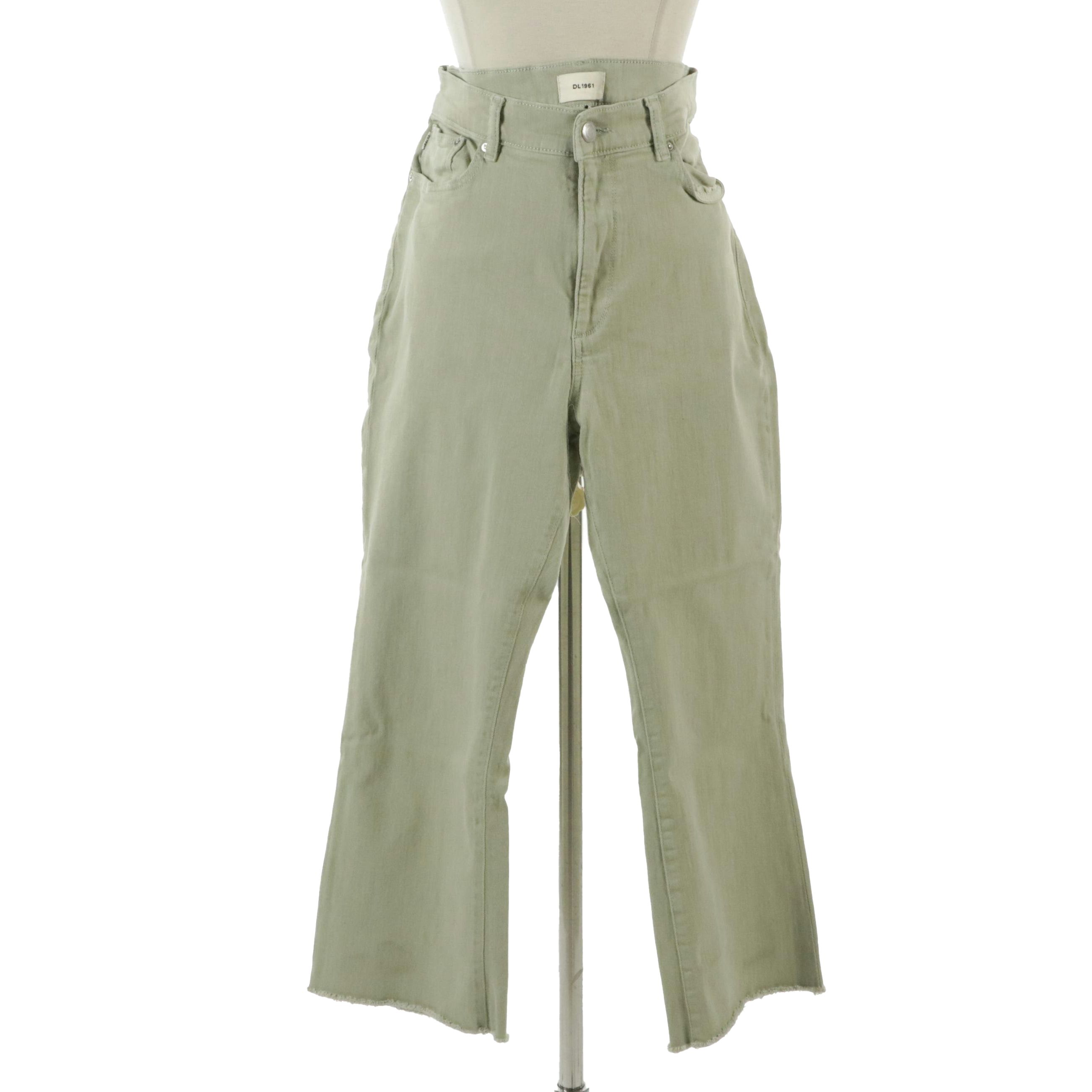DL1961 Bridget Boot Jeans in Dried Sage with Raw Hem