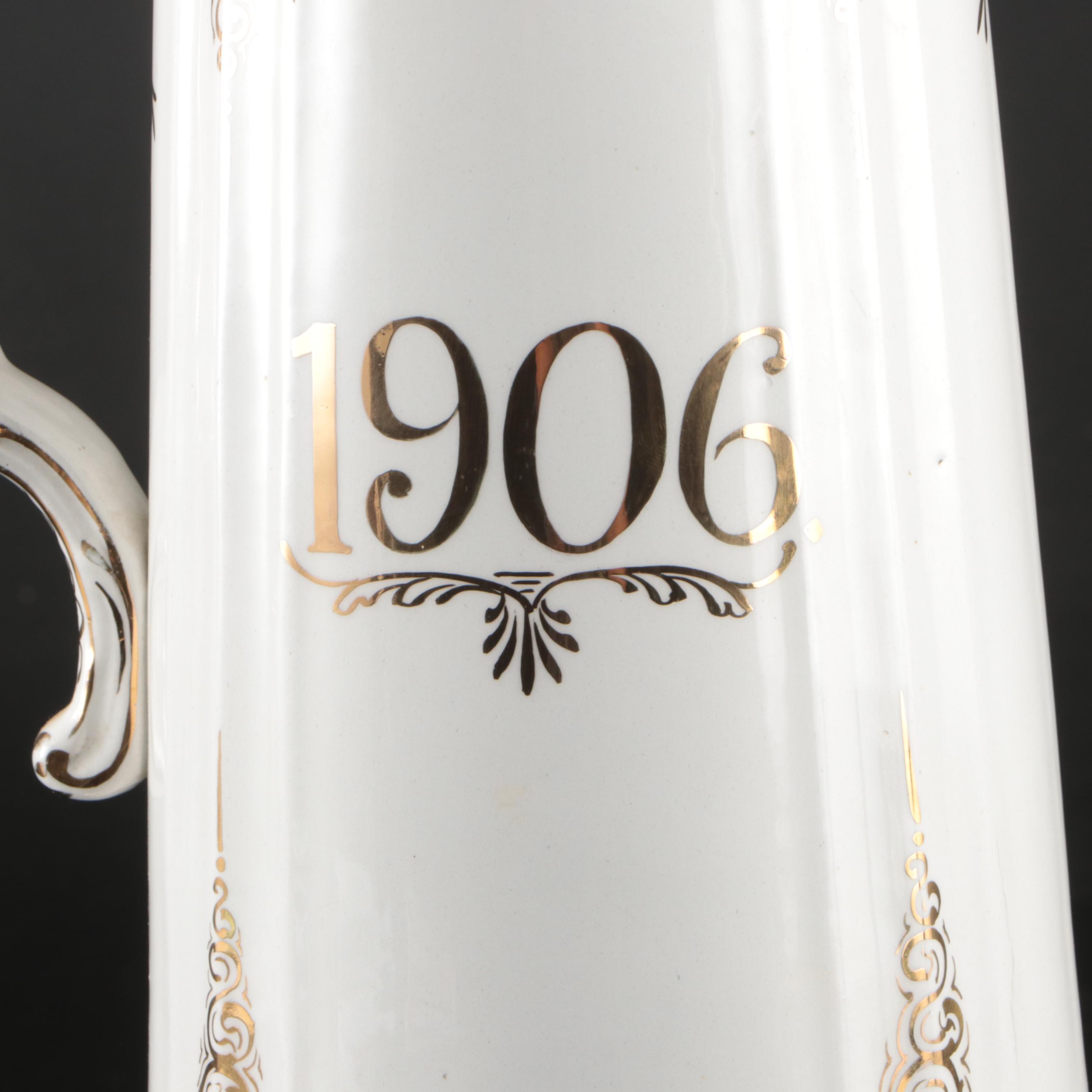 National China Co. "Past Great Sachem" Gilt China Pitcher, 1906