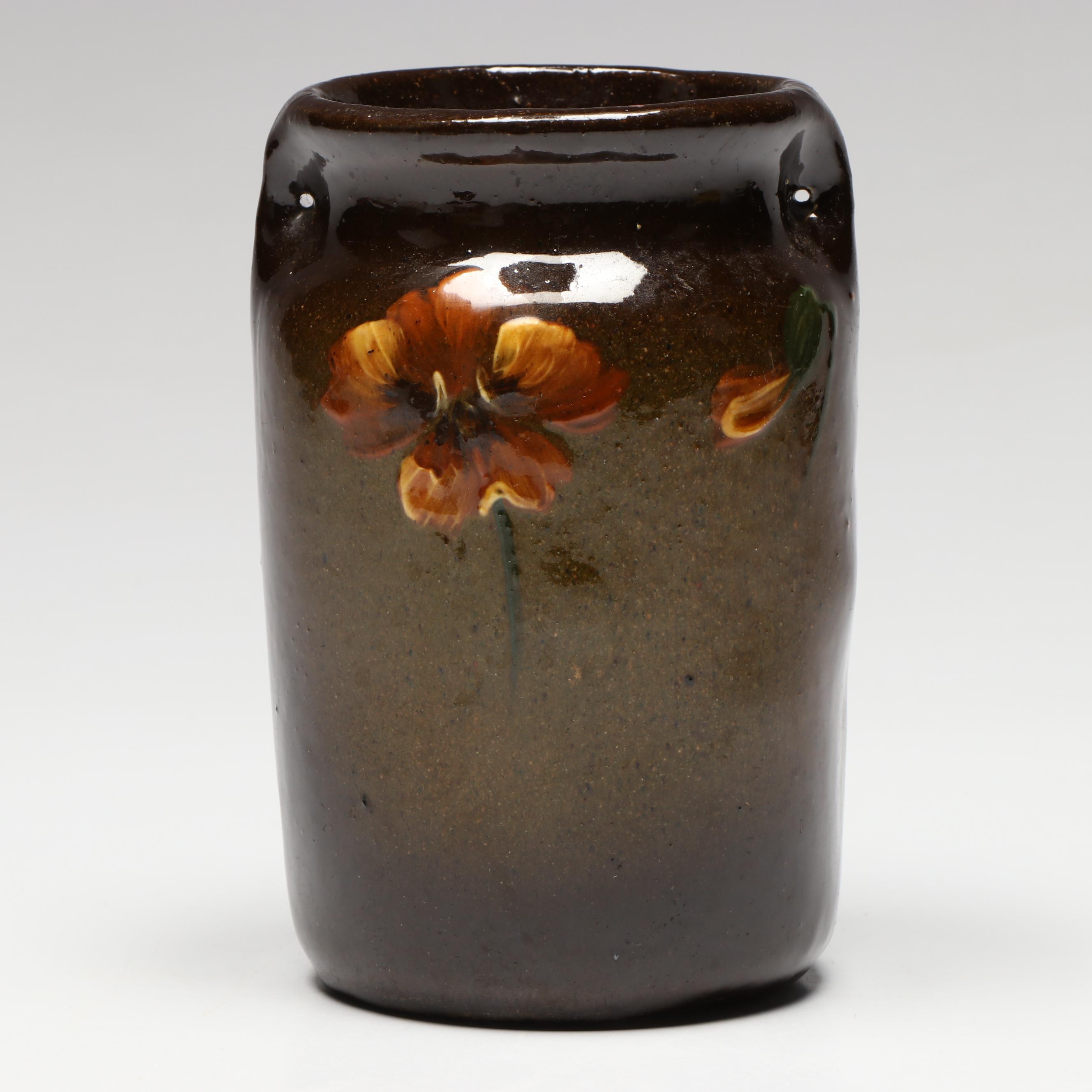 McCoy Pottery Loy-Nel-Art Hand-Painted Pansy Vase, Early 20th C.