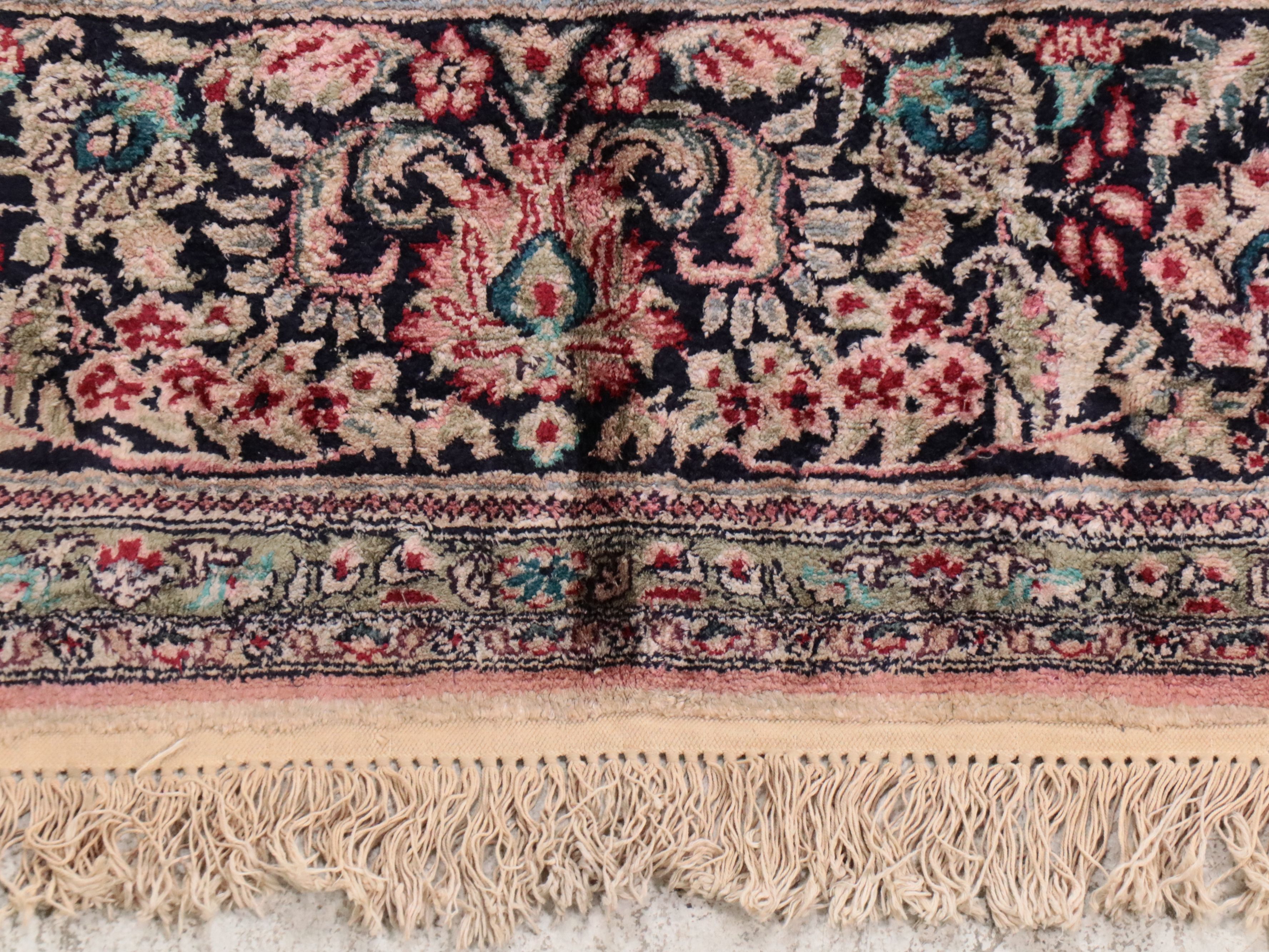 10' x 14'2 Hand-Knotted Persian Kerman Silk Blend Room Sized Rug