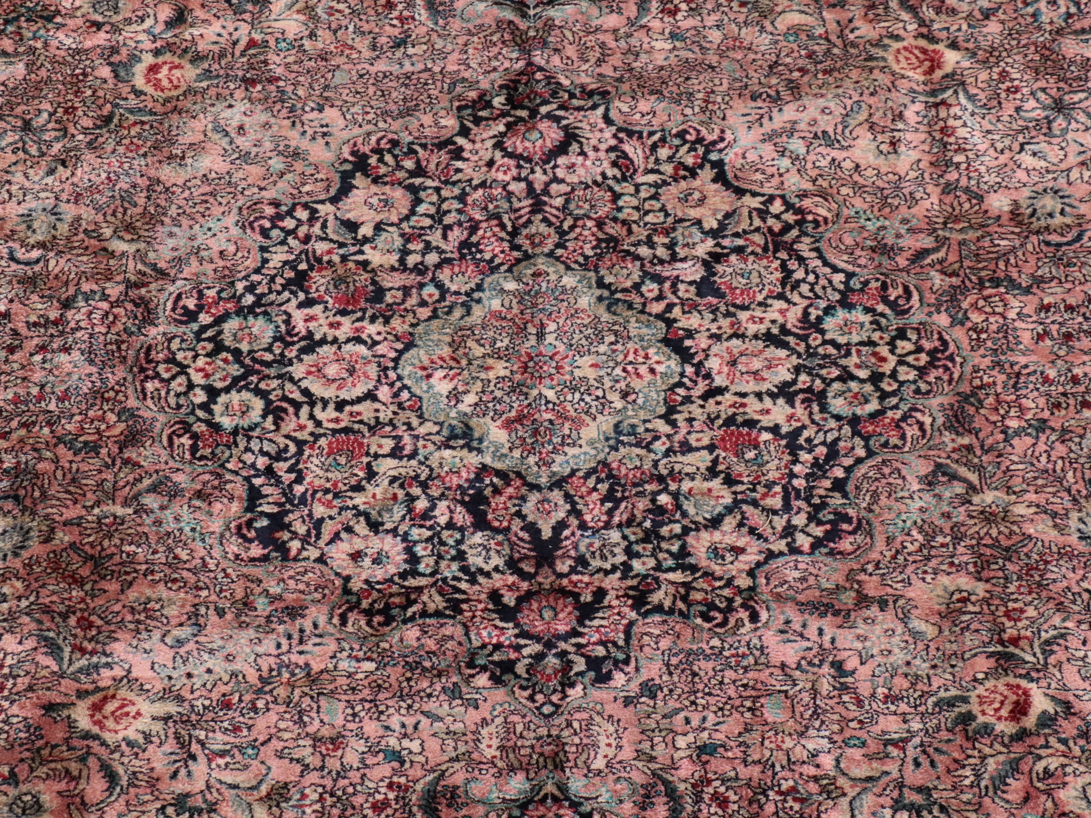 10' x 14'2 Hand-Knotted Persian Kerman Silk Blend Room Sized Rug