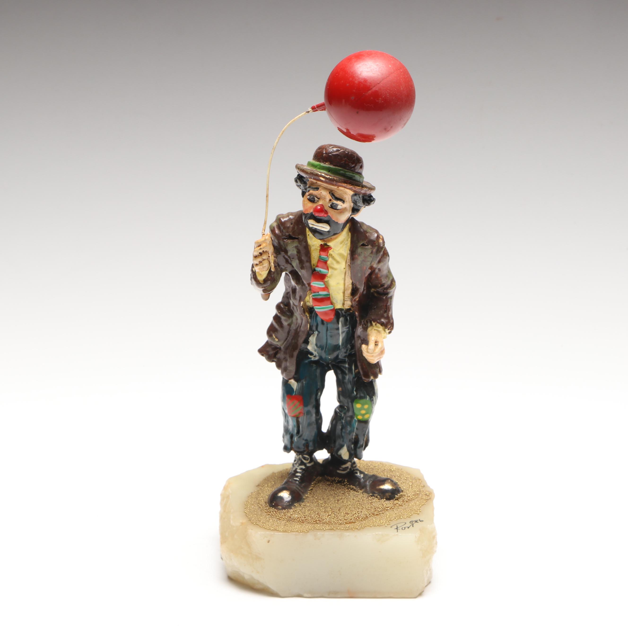 Ron Lee Signed Metal Clown Sculpture, 1986