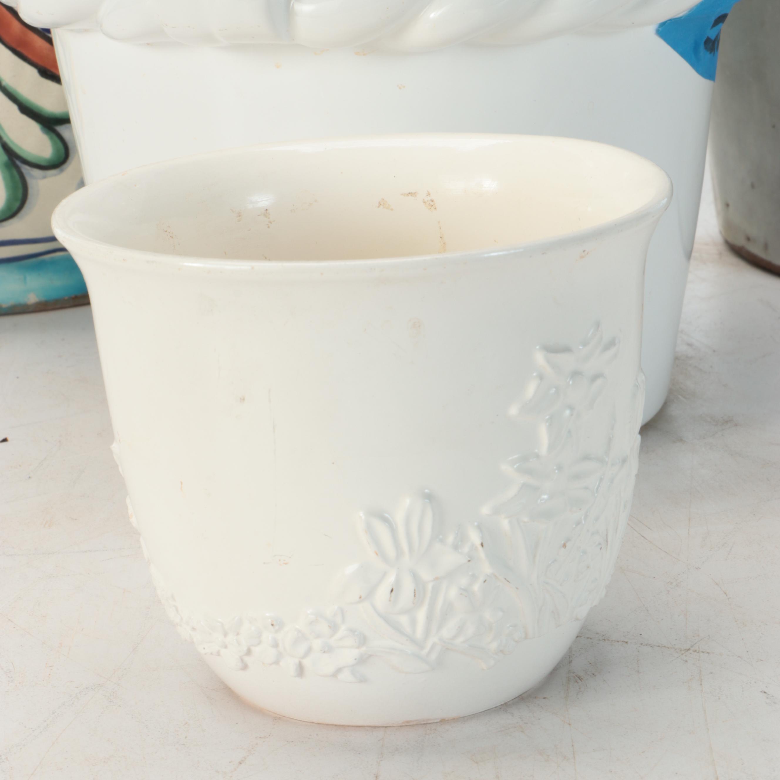 Colorful Scalloped and Other Ceramic Planters