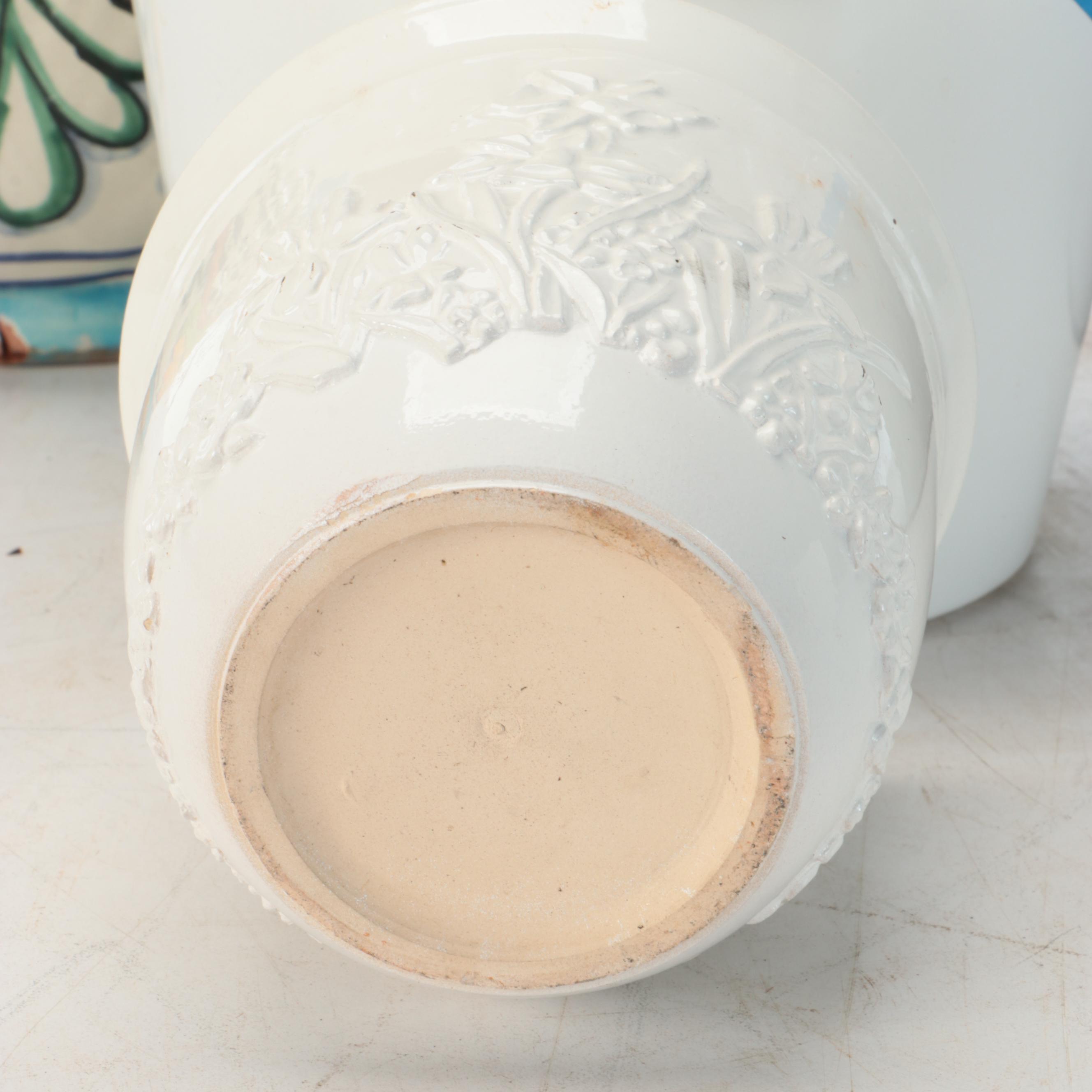 Colorful Scalloped and Other Ceramic Planters