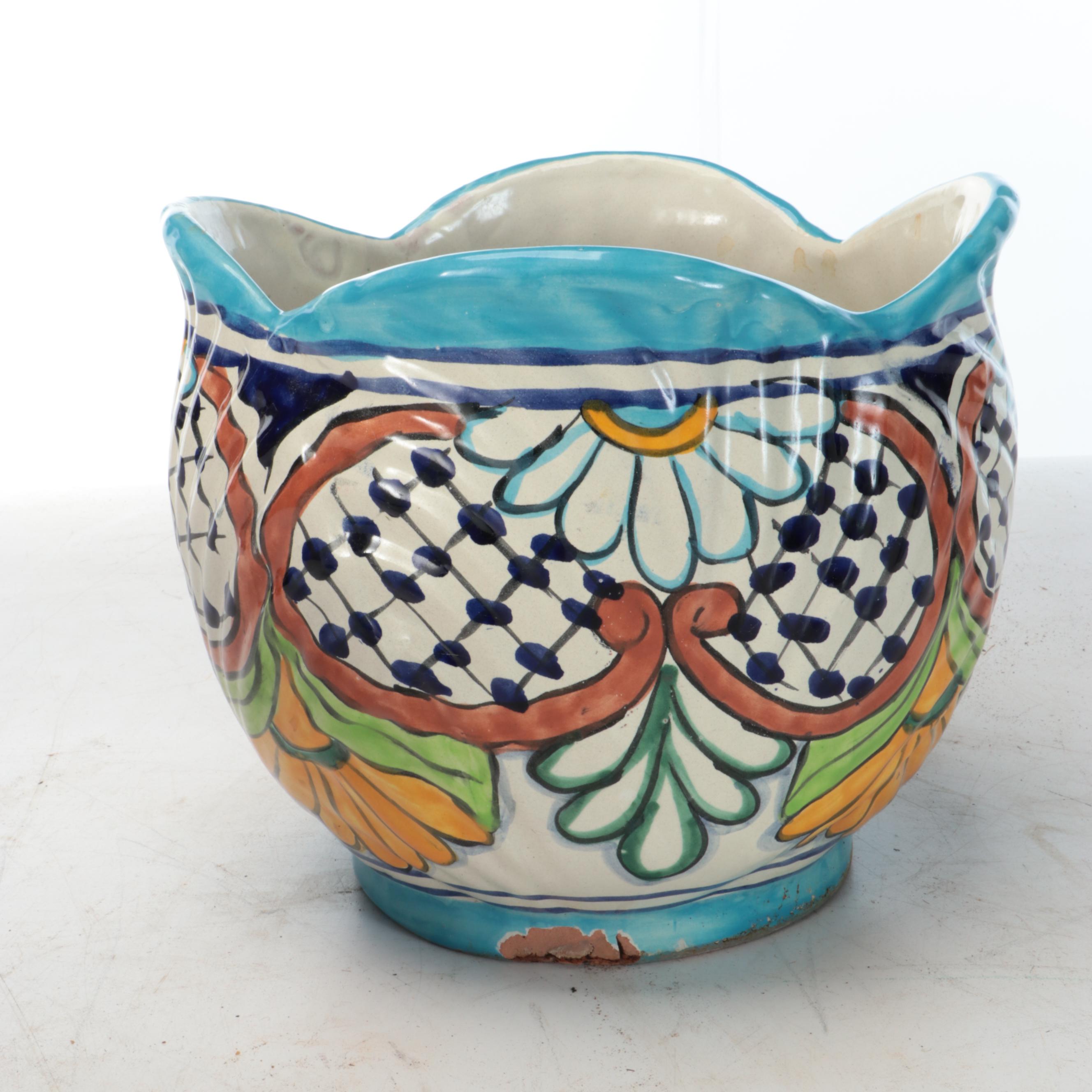Colorful Scalloped and Other Ceramic Planters