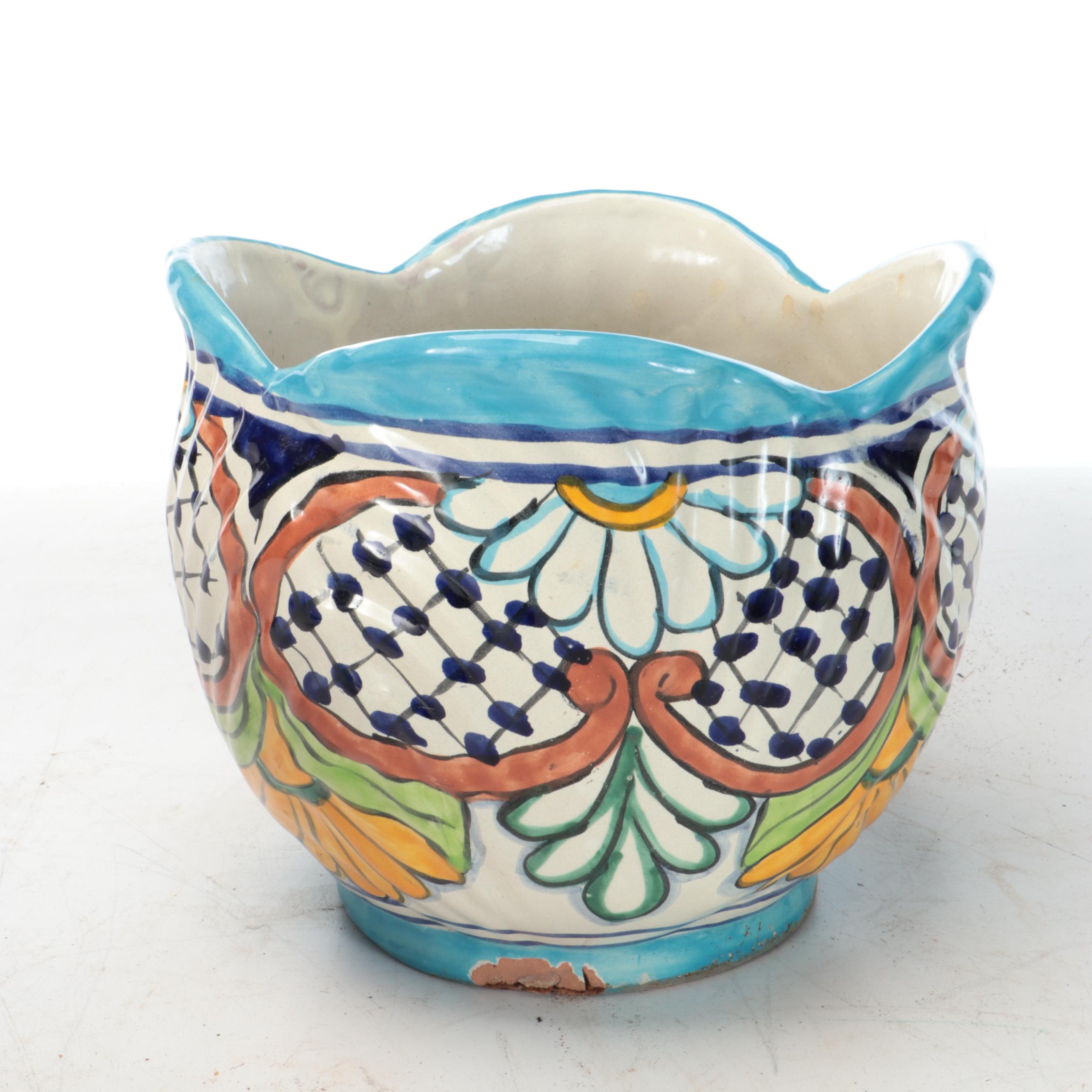 Colorful Scalloped and Other Ceramic Planters