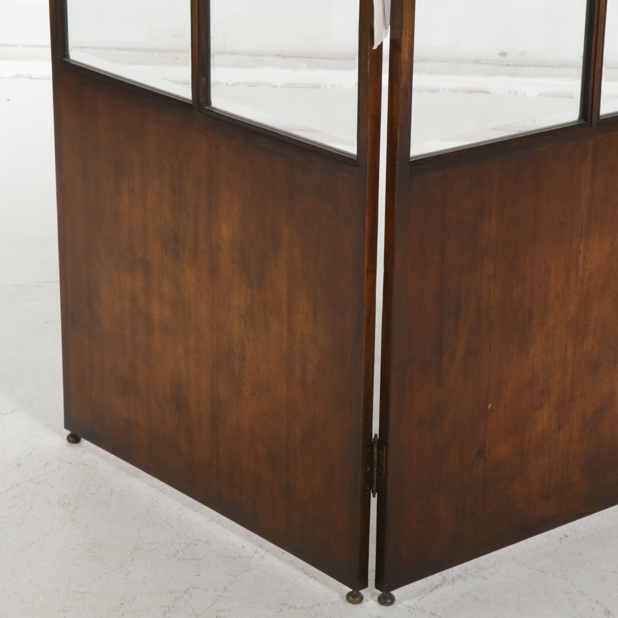 Walnut Two-Panel Rooms Screen with Beveled Glass Panes