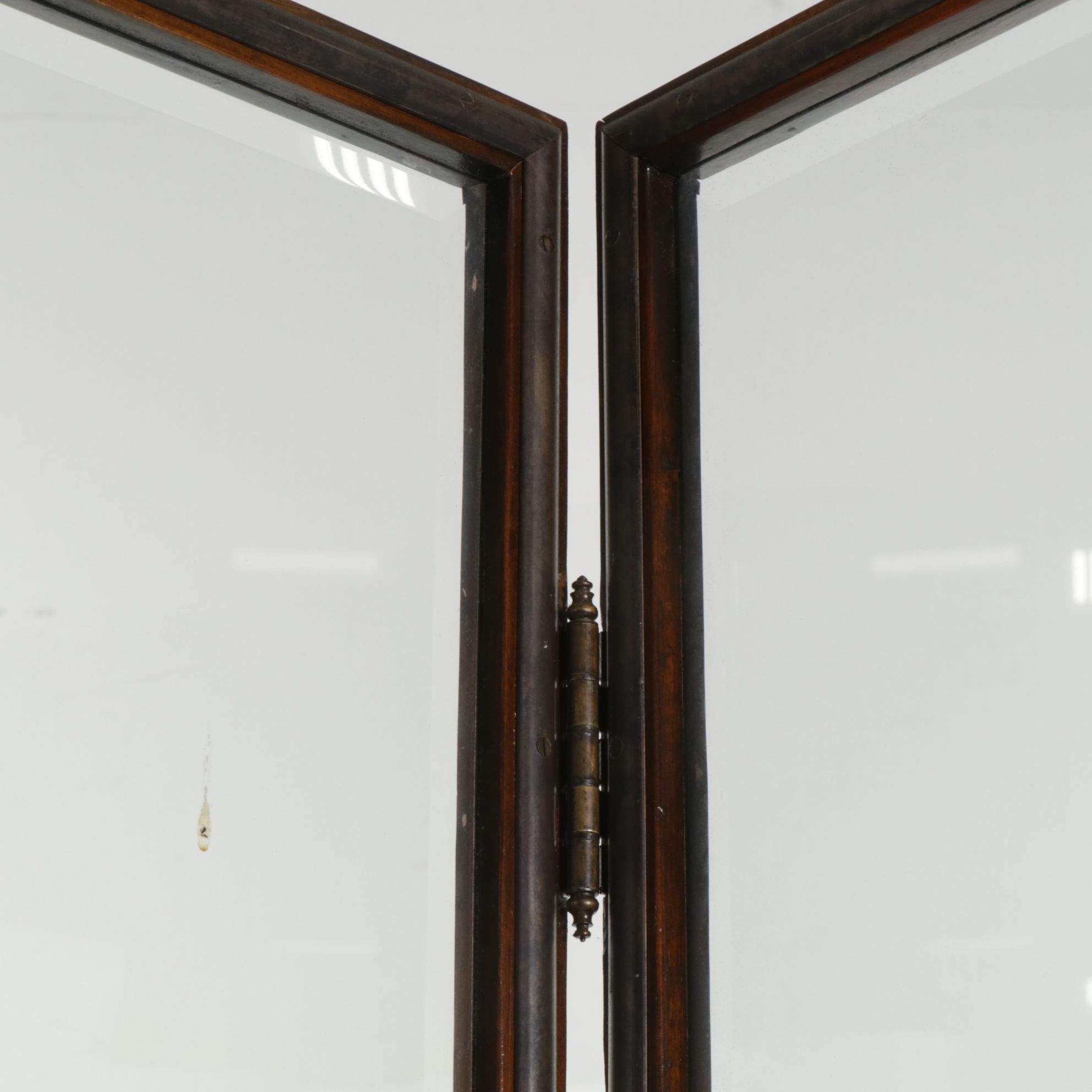 Walnut Two-Panel Rooms Screen with Beveled Glass Panes