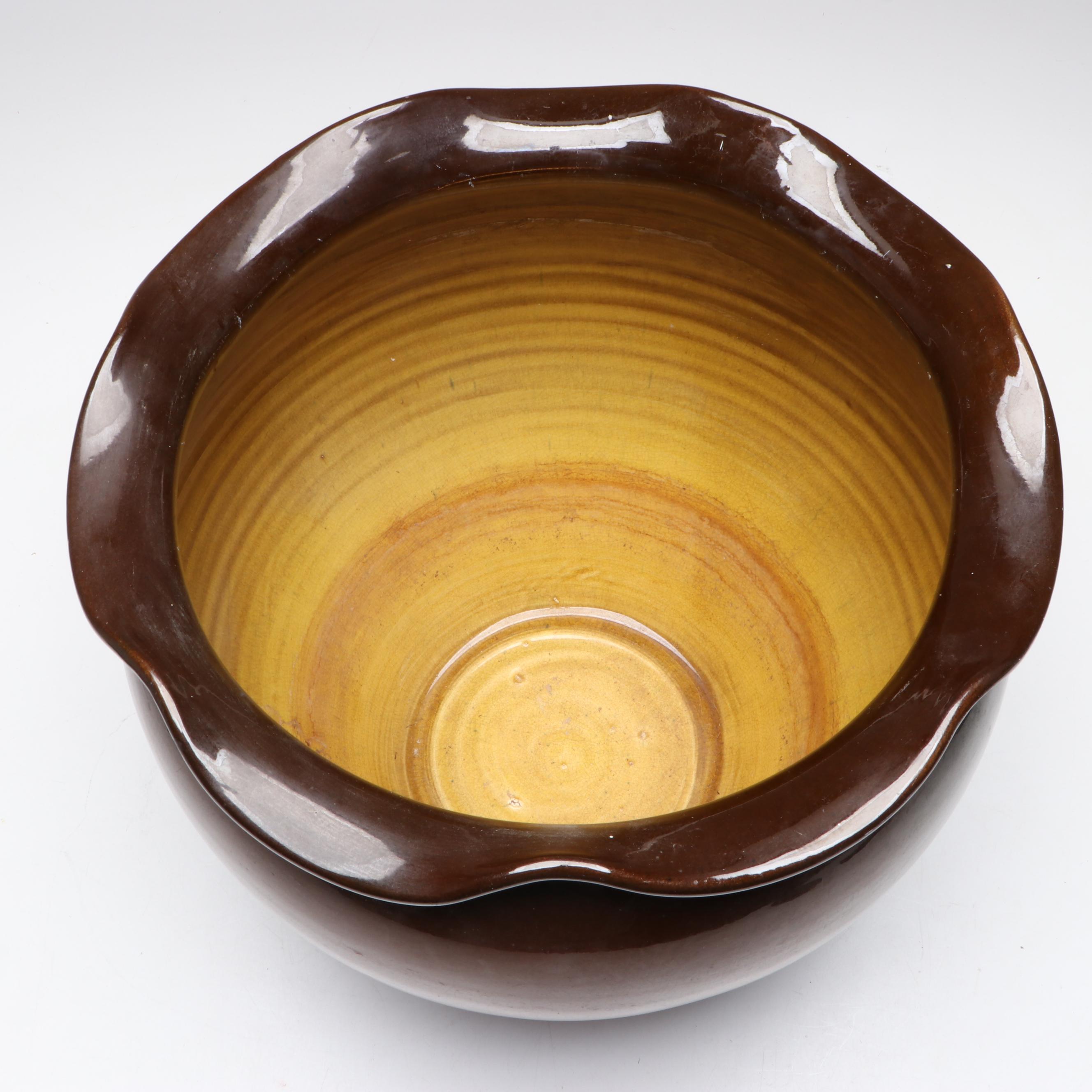 Albert Radford "Ruko" Hand-Painted Art Pottery Ruffled Edge Jardinière