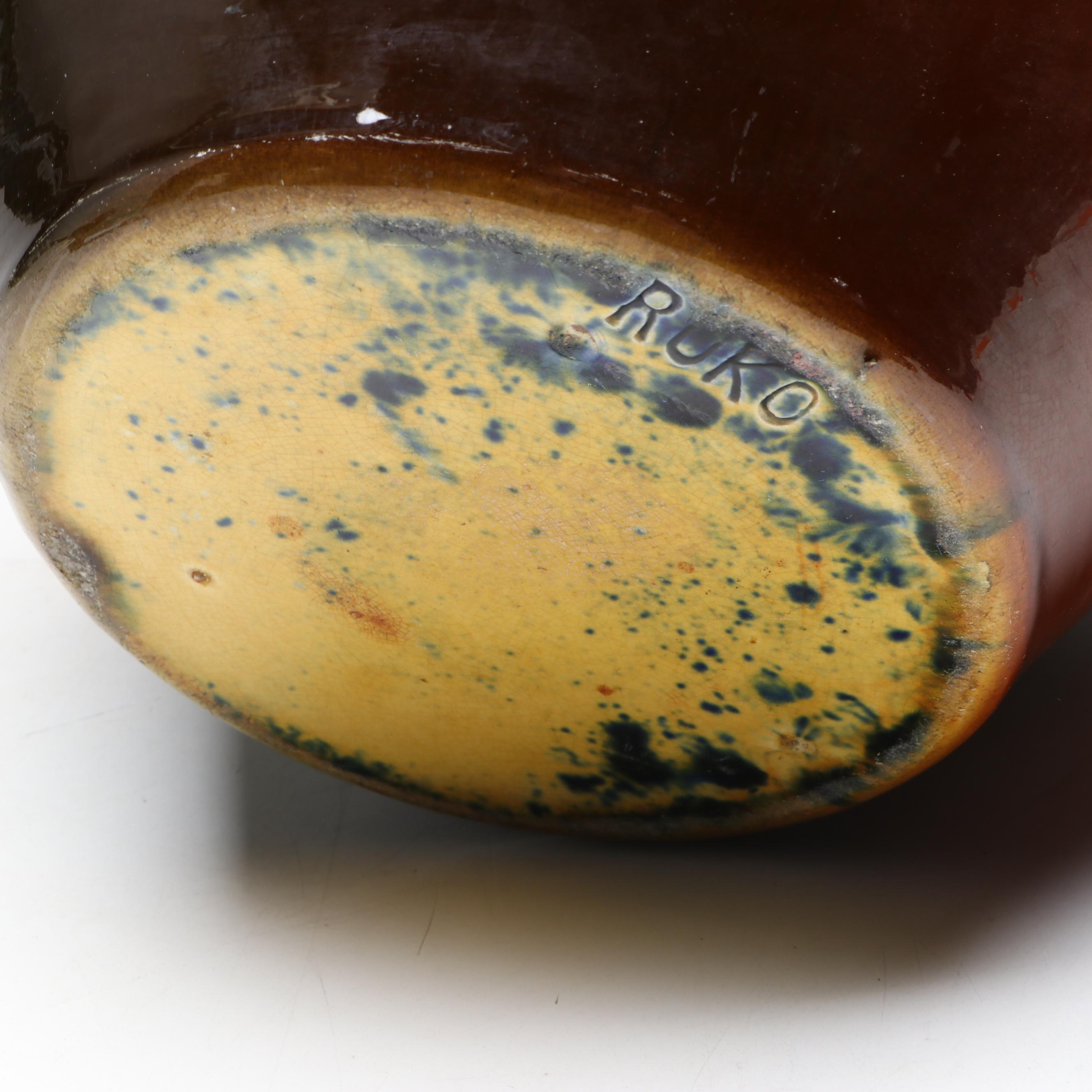 Albert Radford "Ruko" Hand-Painted Art Pottery Ruffled Edge Jardinière