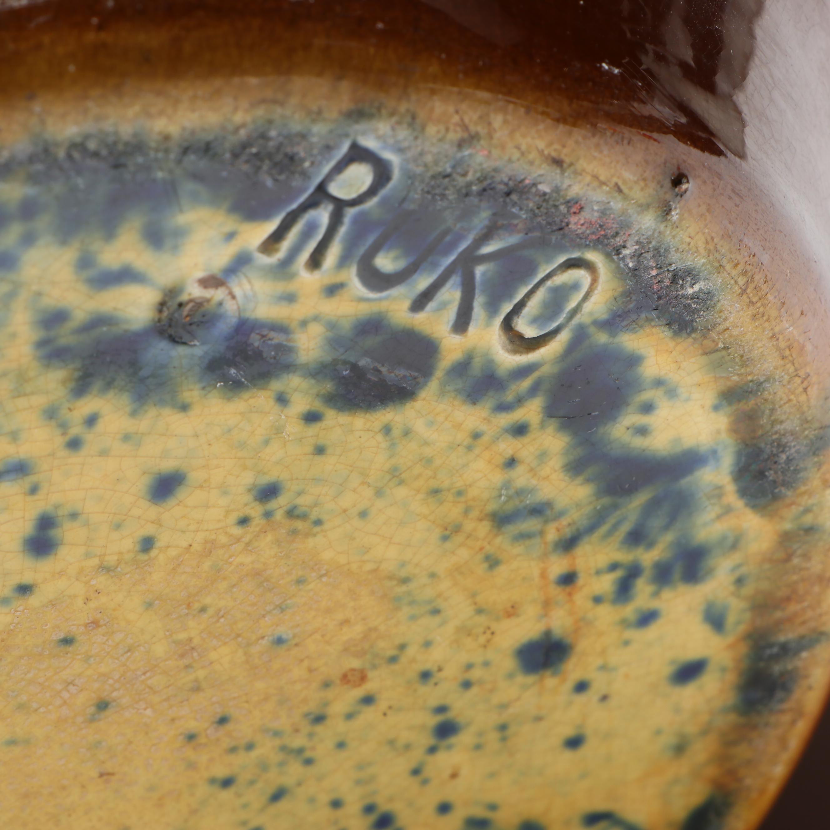 Albert Radford "Ruko" Hand-Painted Art Pottery Ruffled Edge Jardinière