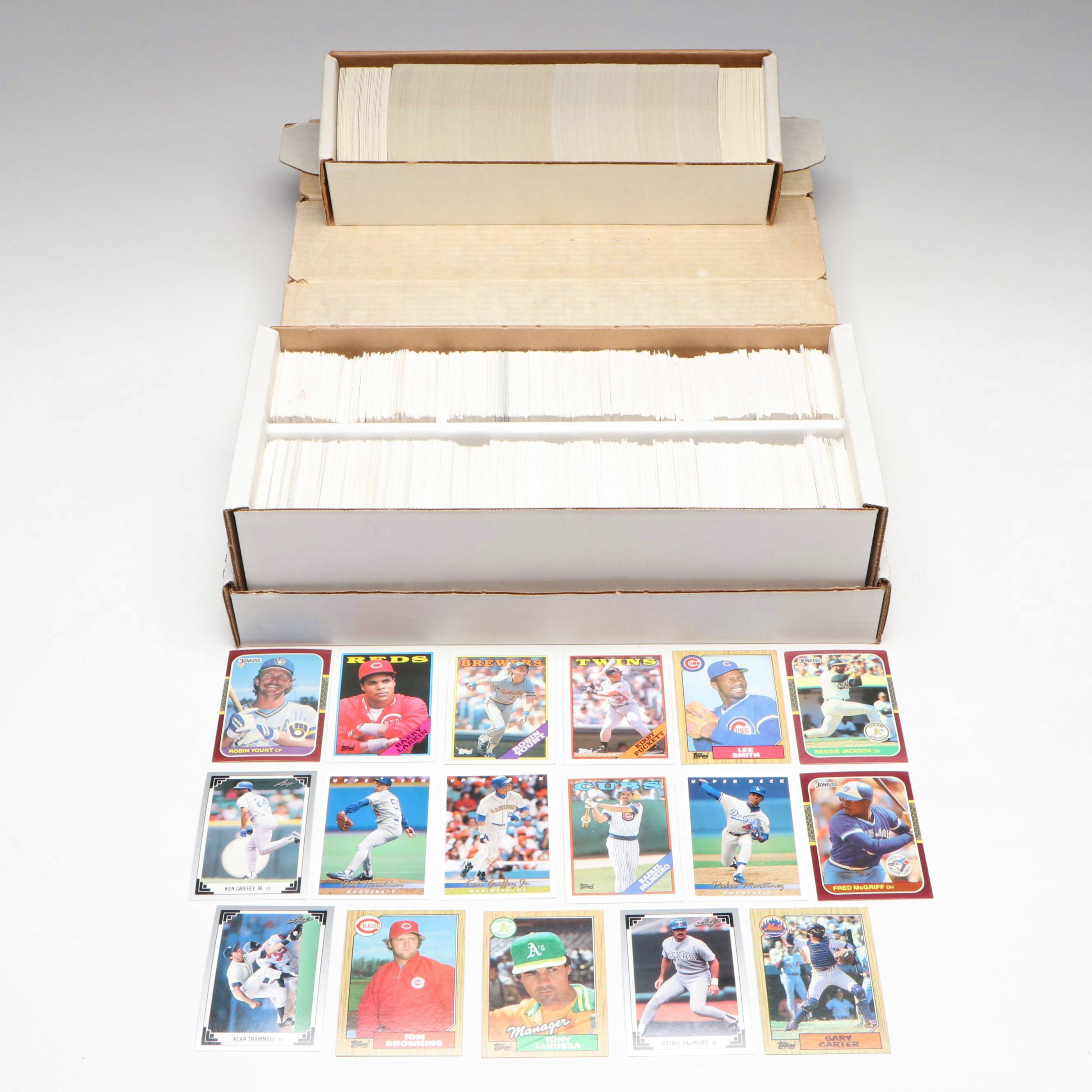Five Different Baseball Card Year Sets, Topps, Donruss, and More, 80s and 90s
