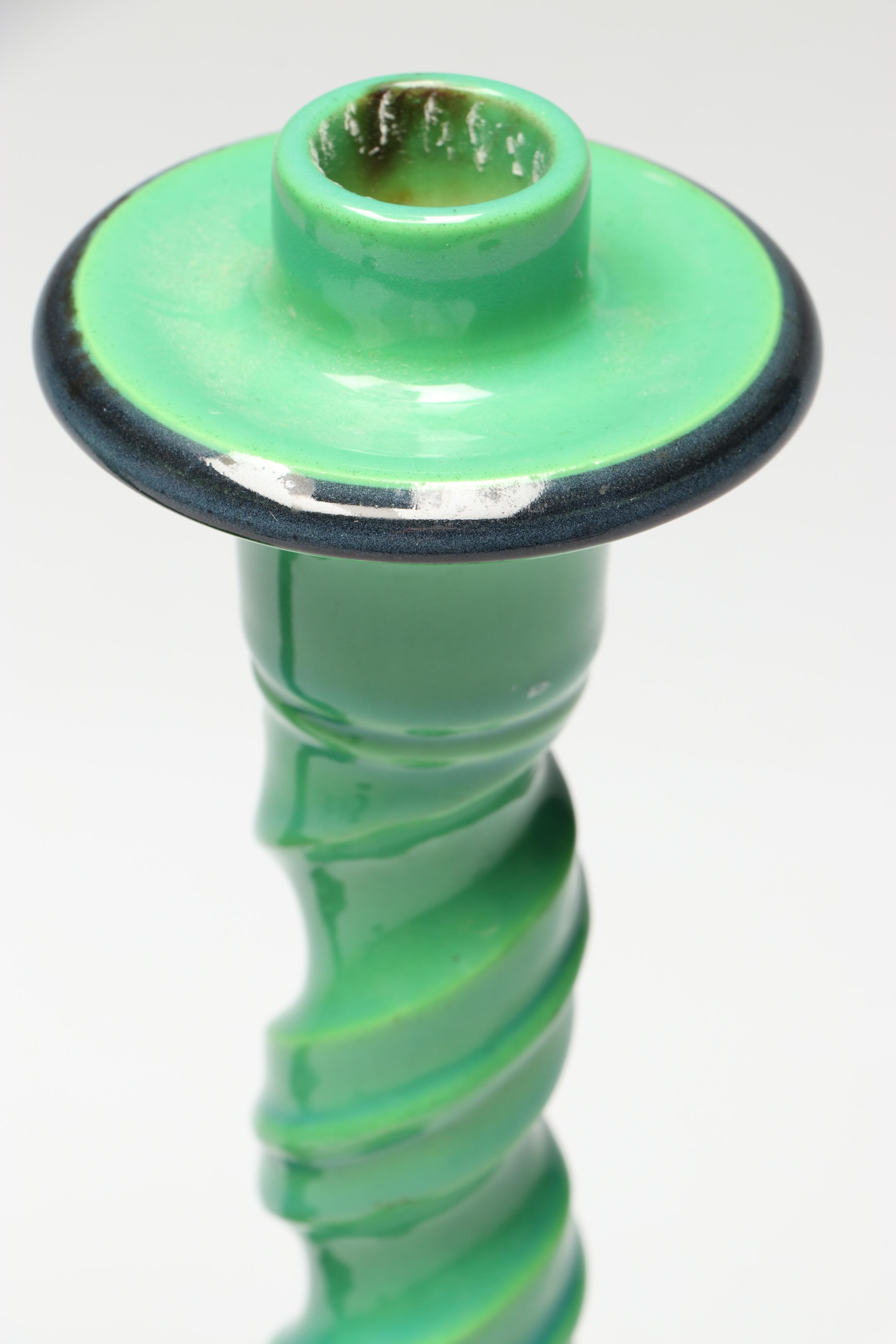 Rookwood Pottery Dolphin Base Candlesticks, 1919