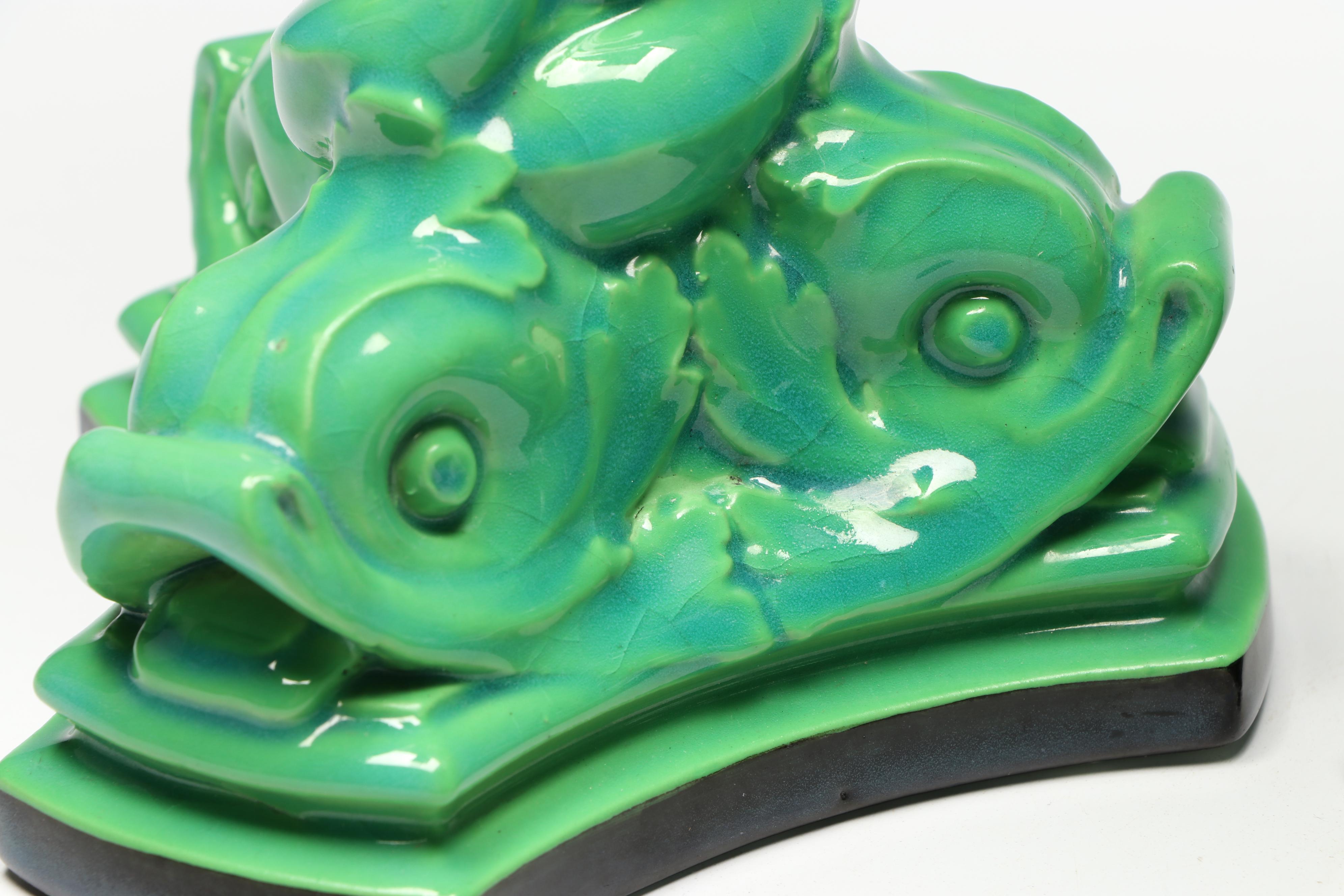 Rookwood Pottery Dolphin Base Candlesticks, 1919