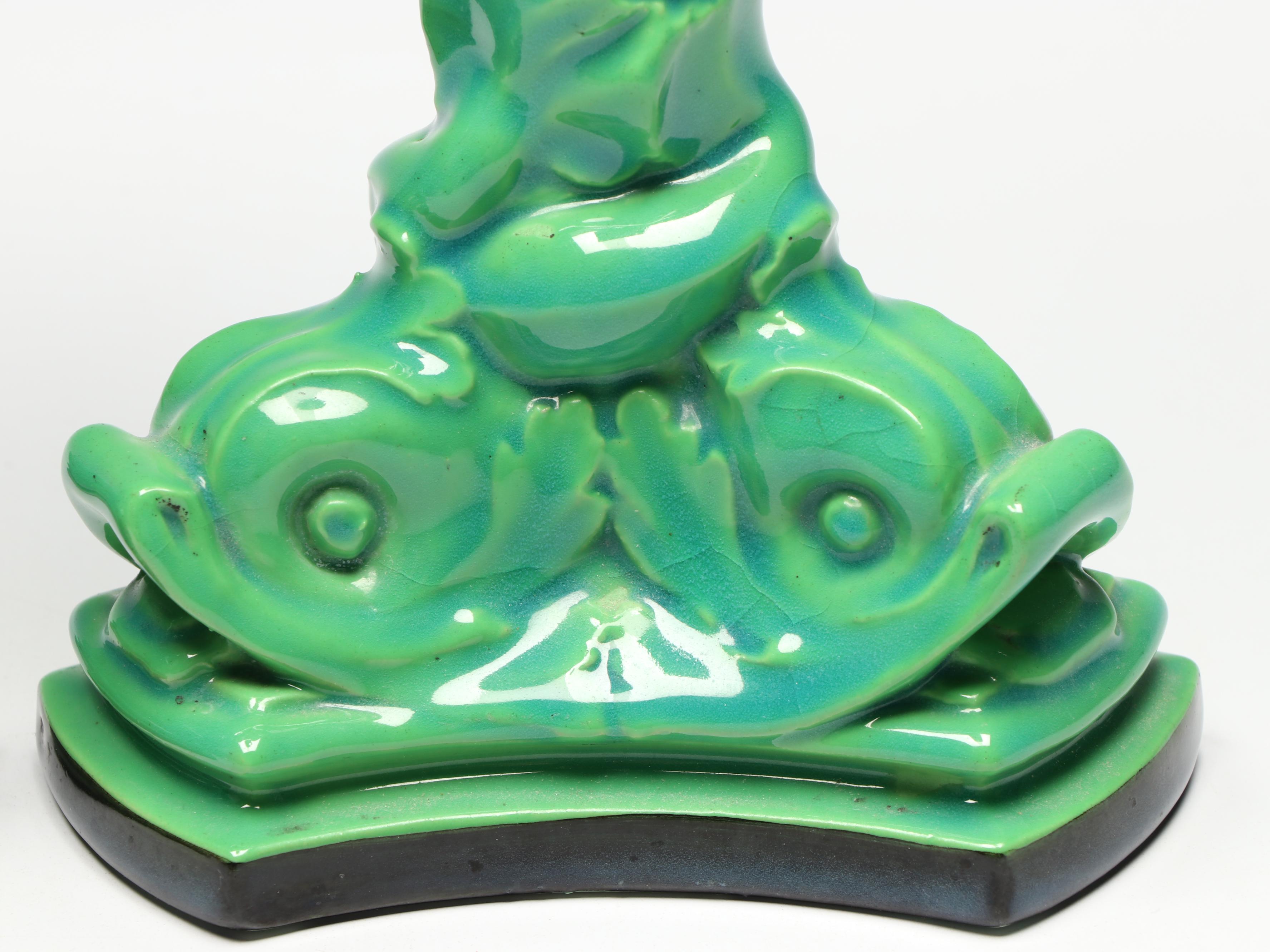 Rookwood Pottery Dolphin Base Candlesticks, 1919