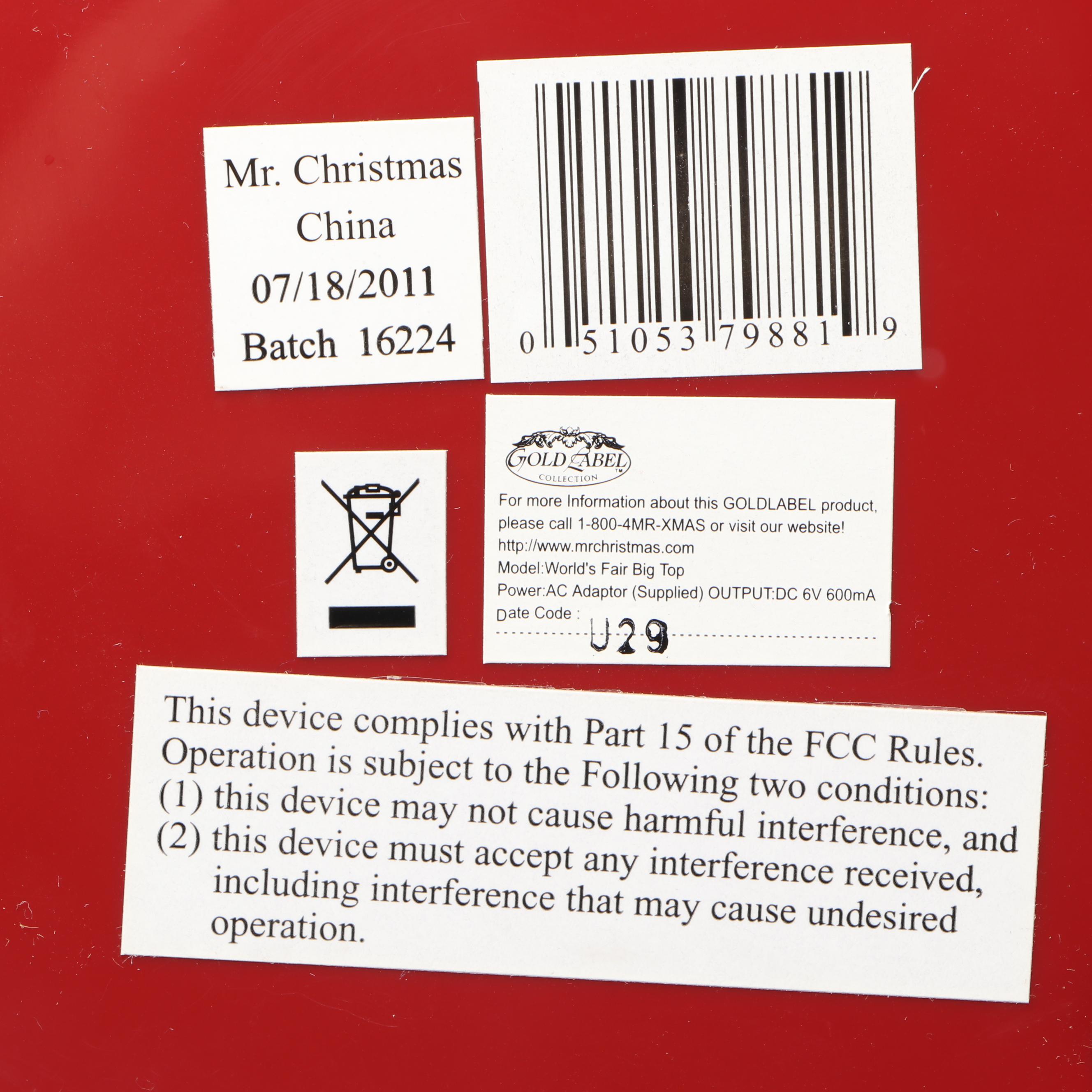 Mr. Christmas "World's Fair" Animated Big Top Circus Tent, 2011