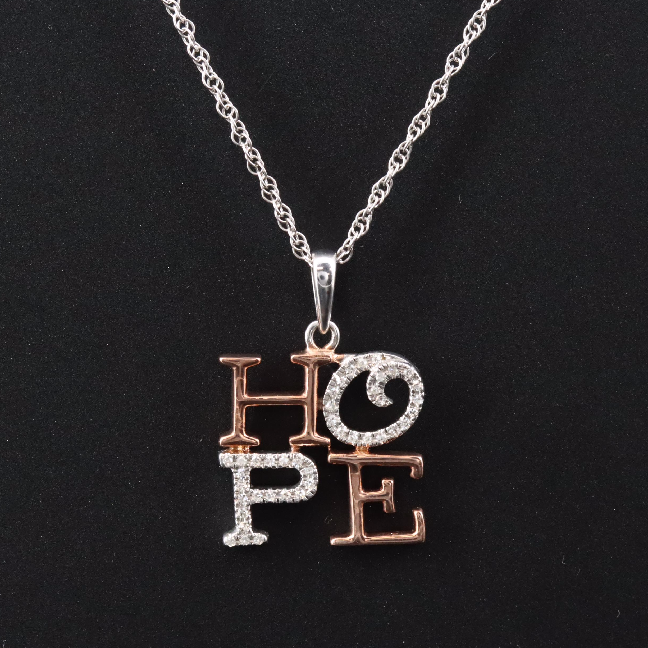 Sterling Diamond 'Hope' Pendant Necklace
