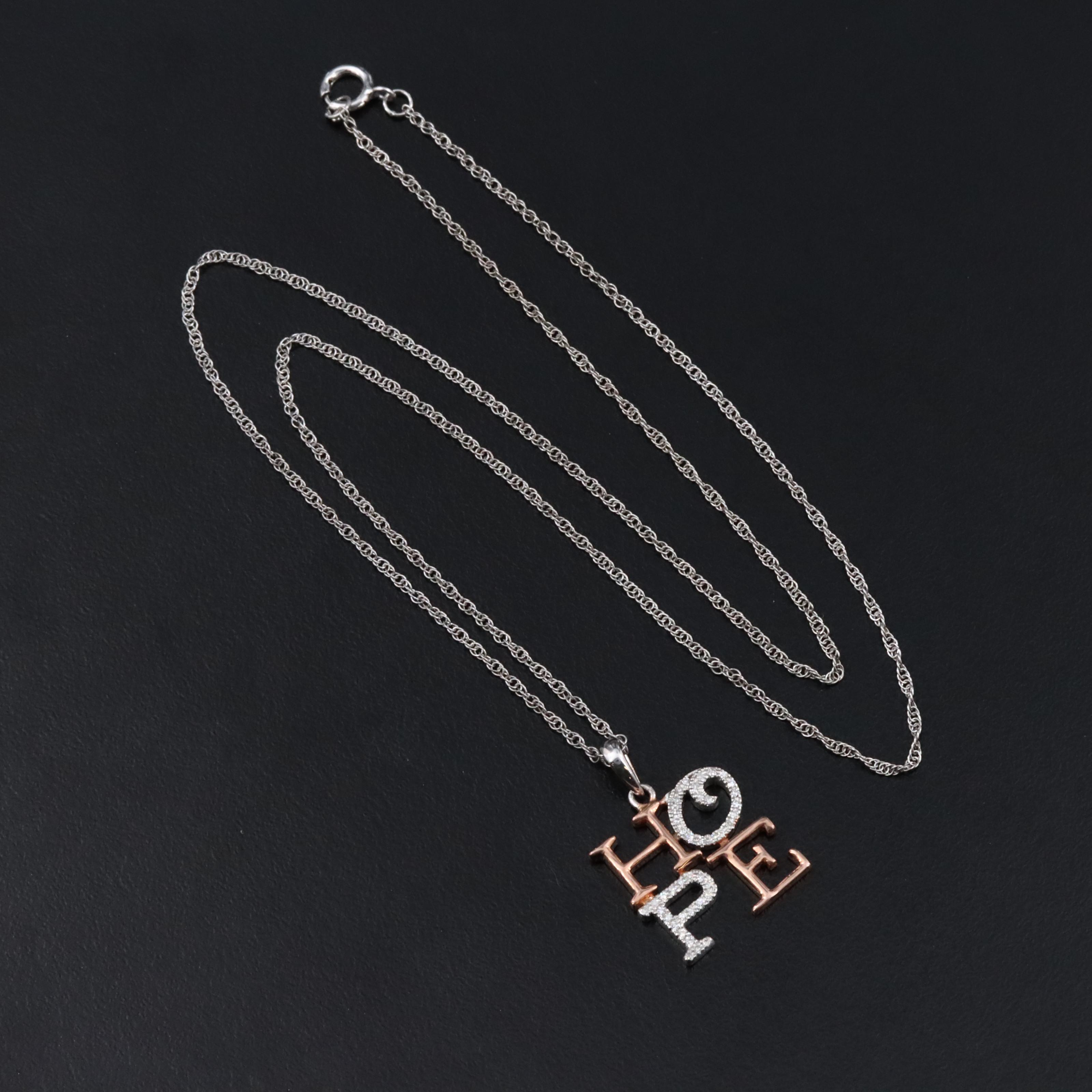 Sterling Diamond 'Hope' Pendant Necklace