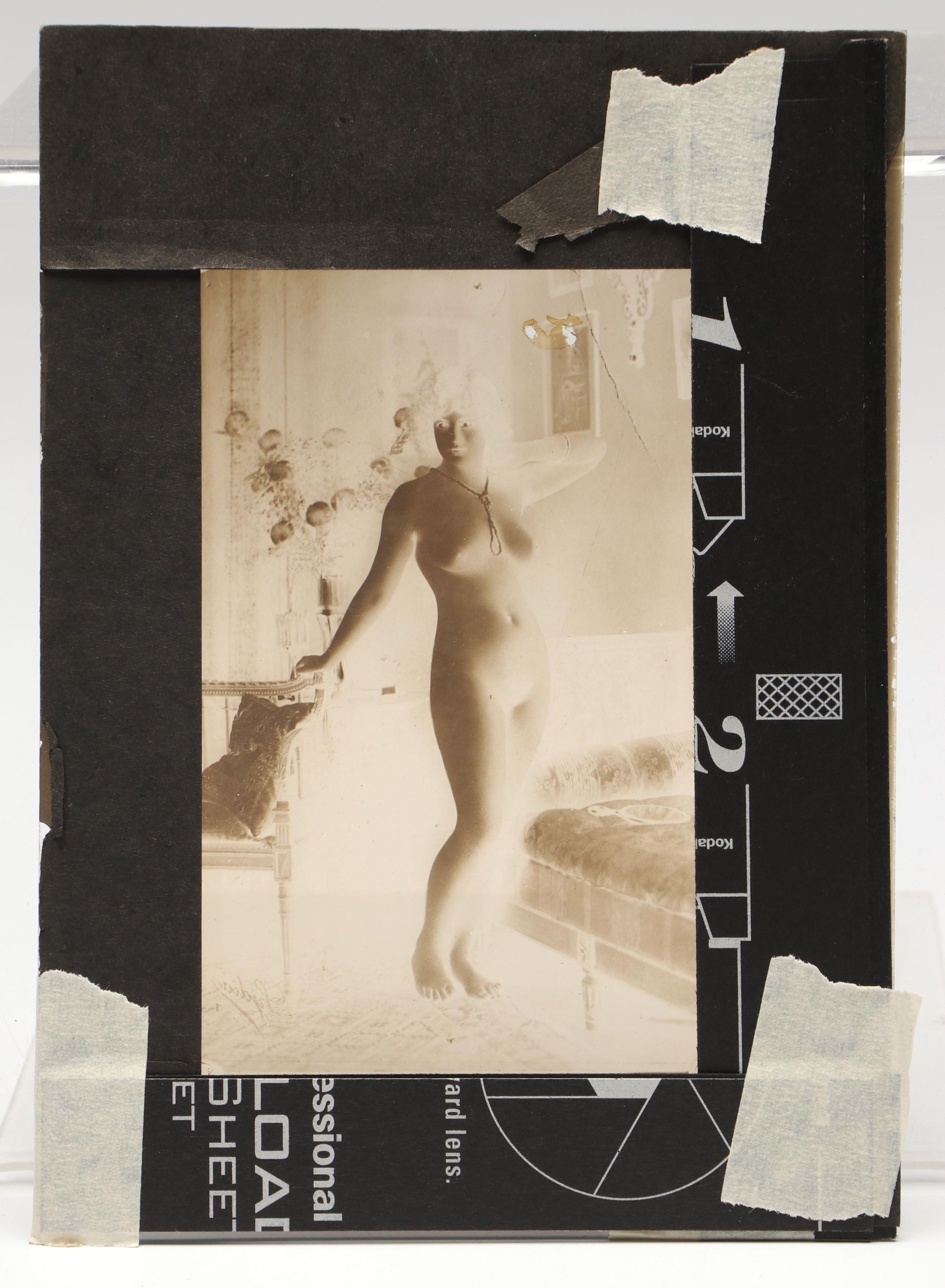 Glass Plate Negative of Nude Woman in Contrapposto, Late 19th to Early 20th C.