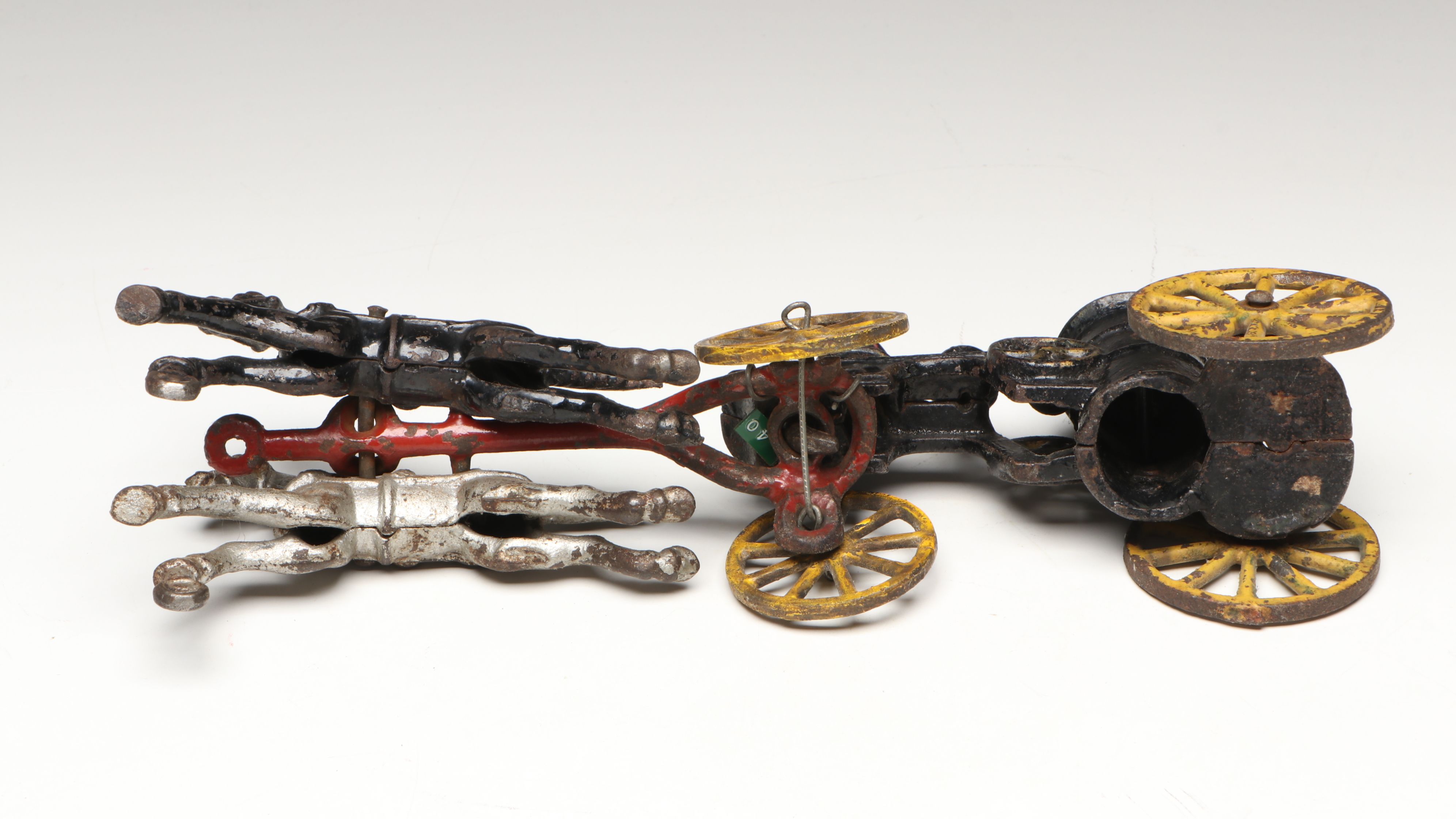 Hubley Cast Iron Horse-Drawn Fire Ladder and Water Wagon Toys