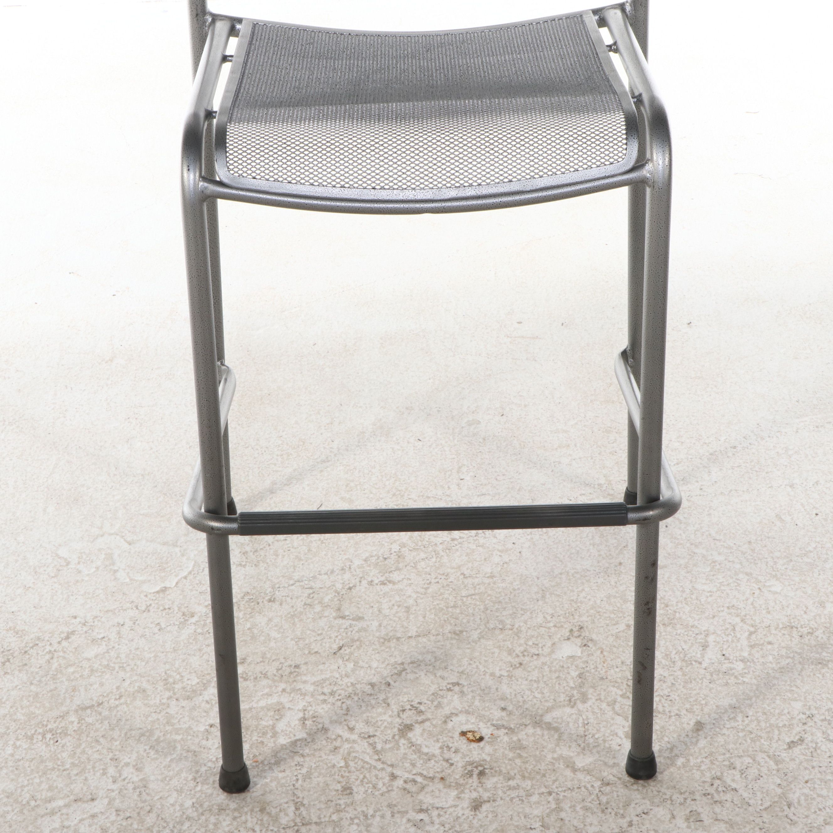 Set of Four Contemporary Tubular Metal Barstools with Metal Mesh Seats