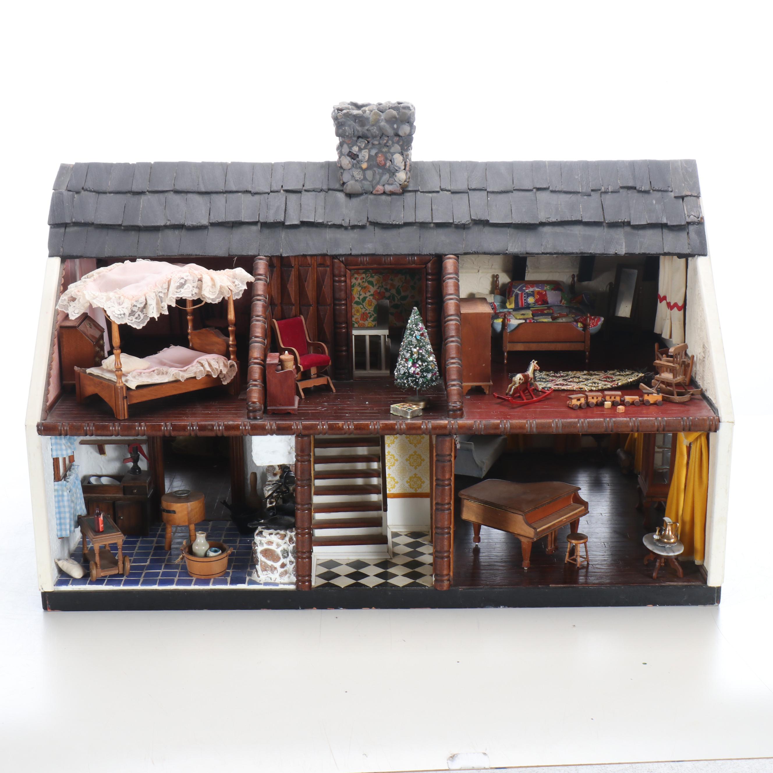 New England Style Furnished Miniature Cottage