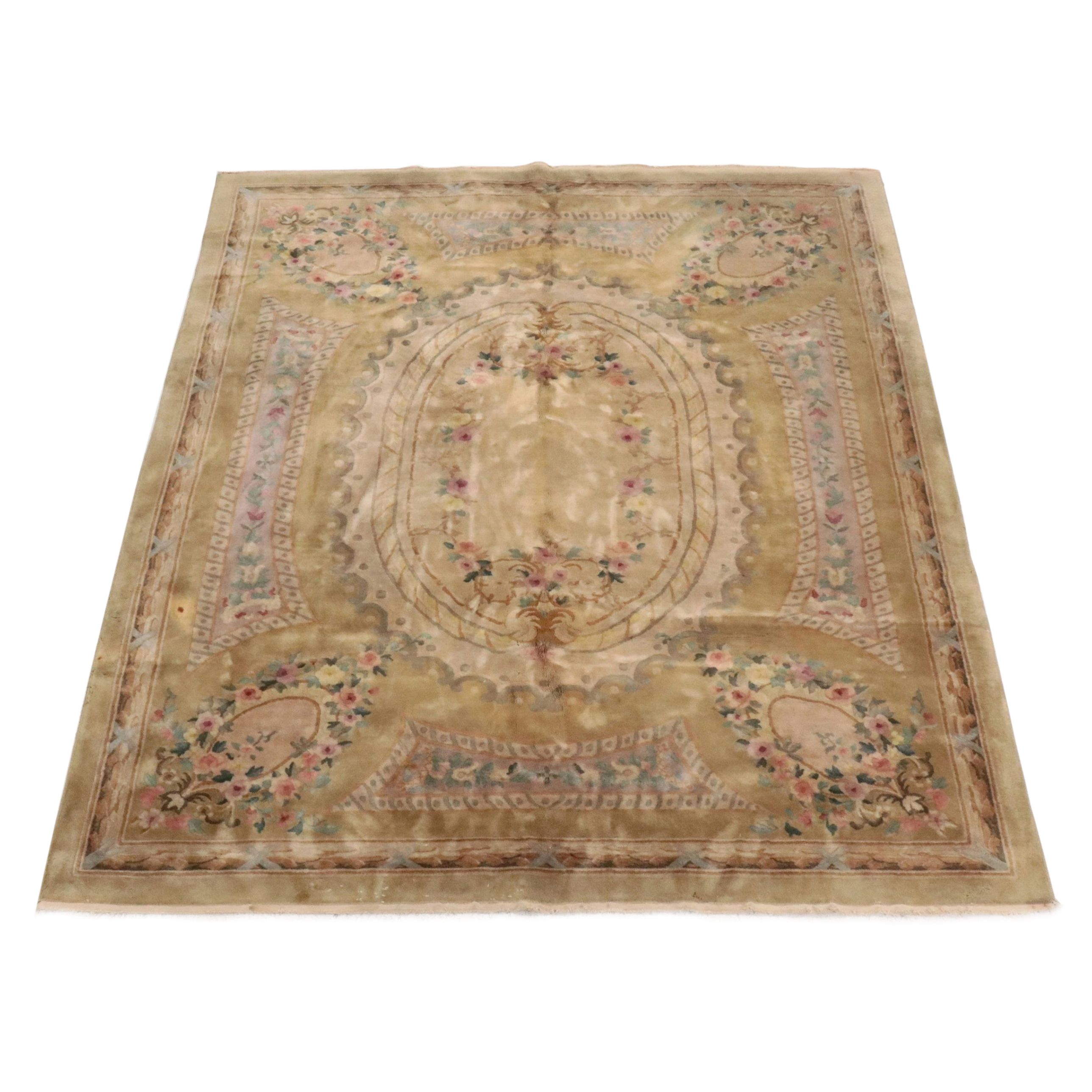7'11 x 9'7 Hand-Knotted Sino-French Aubusson Area Rug