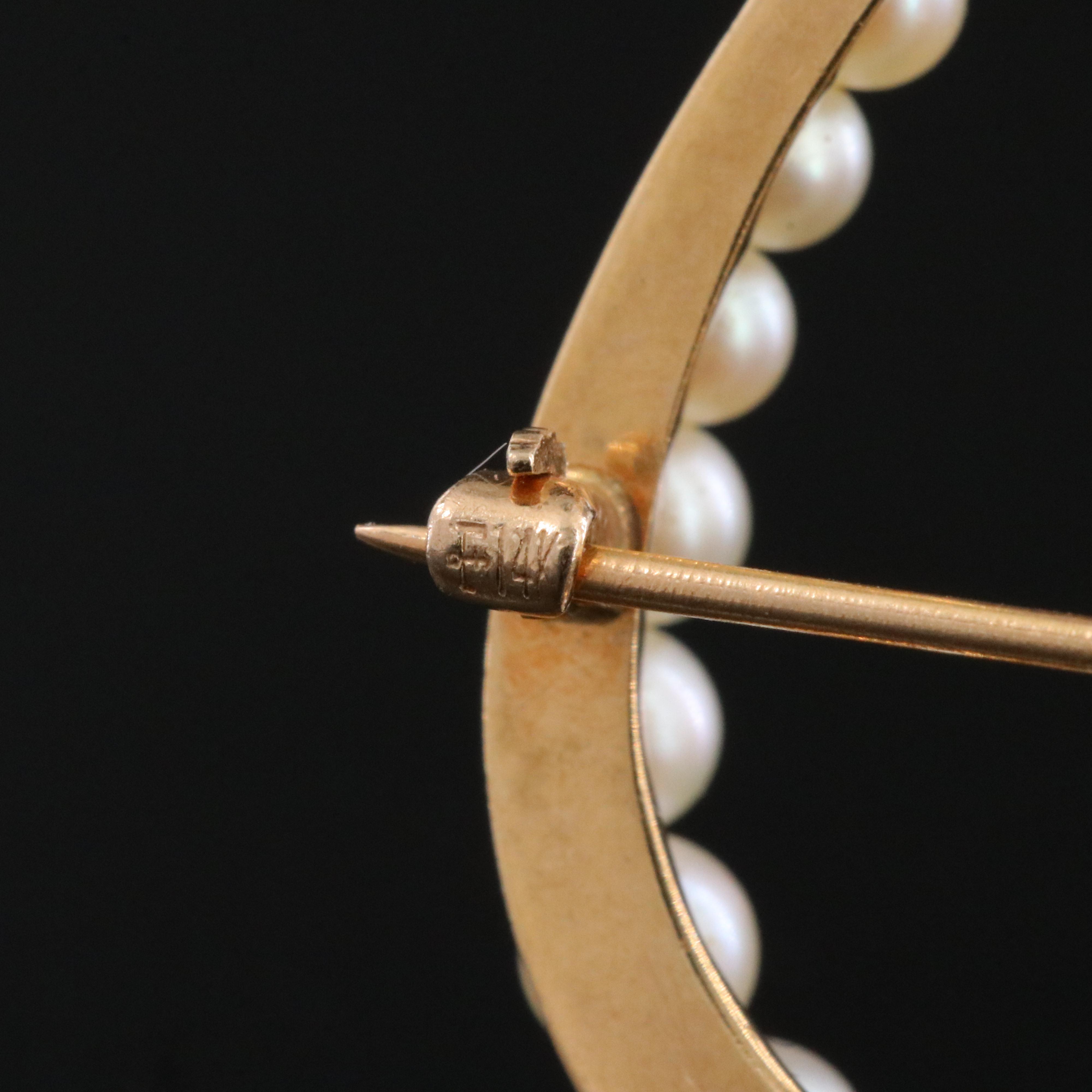 14K Pearl Horseshoe Brooch