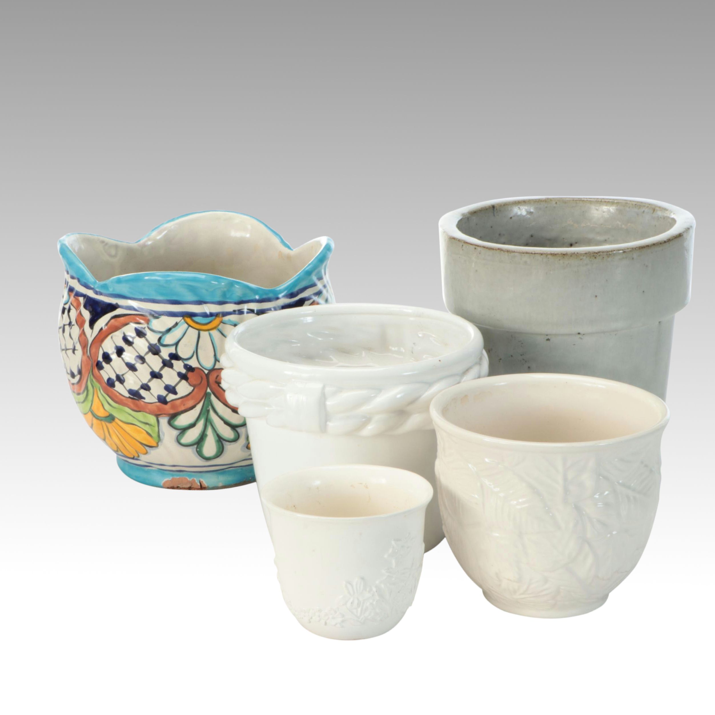 Colorful Scalloped and Other Ceramic Planters