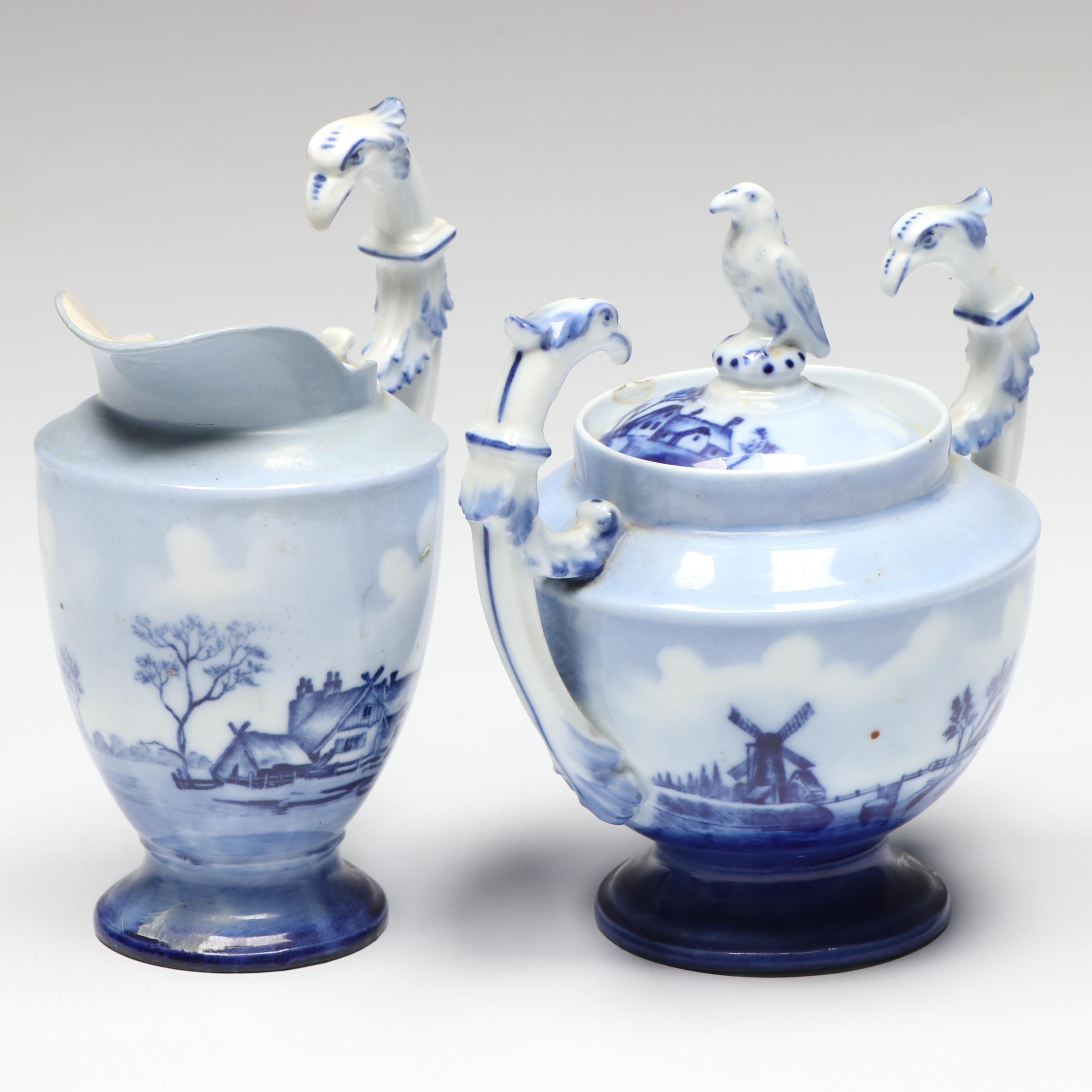 R.C. Porcelain Creamer and Lidded Sugar Bowl