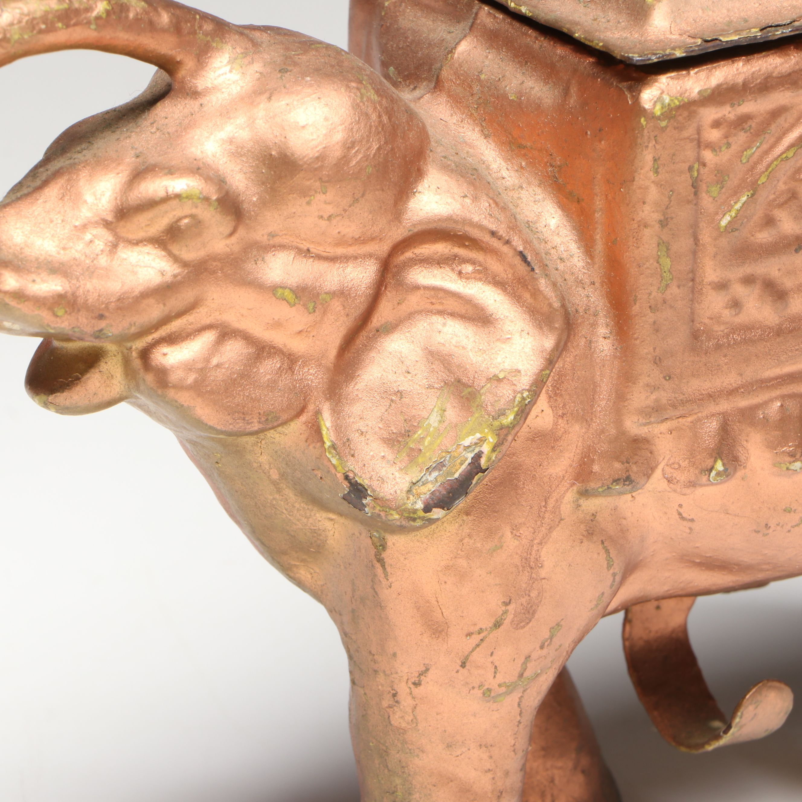 Cast Iron Elephant Cigarette Dispenser with Cold-Painted Table Lighter and Dish